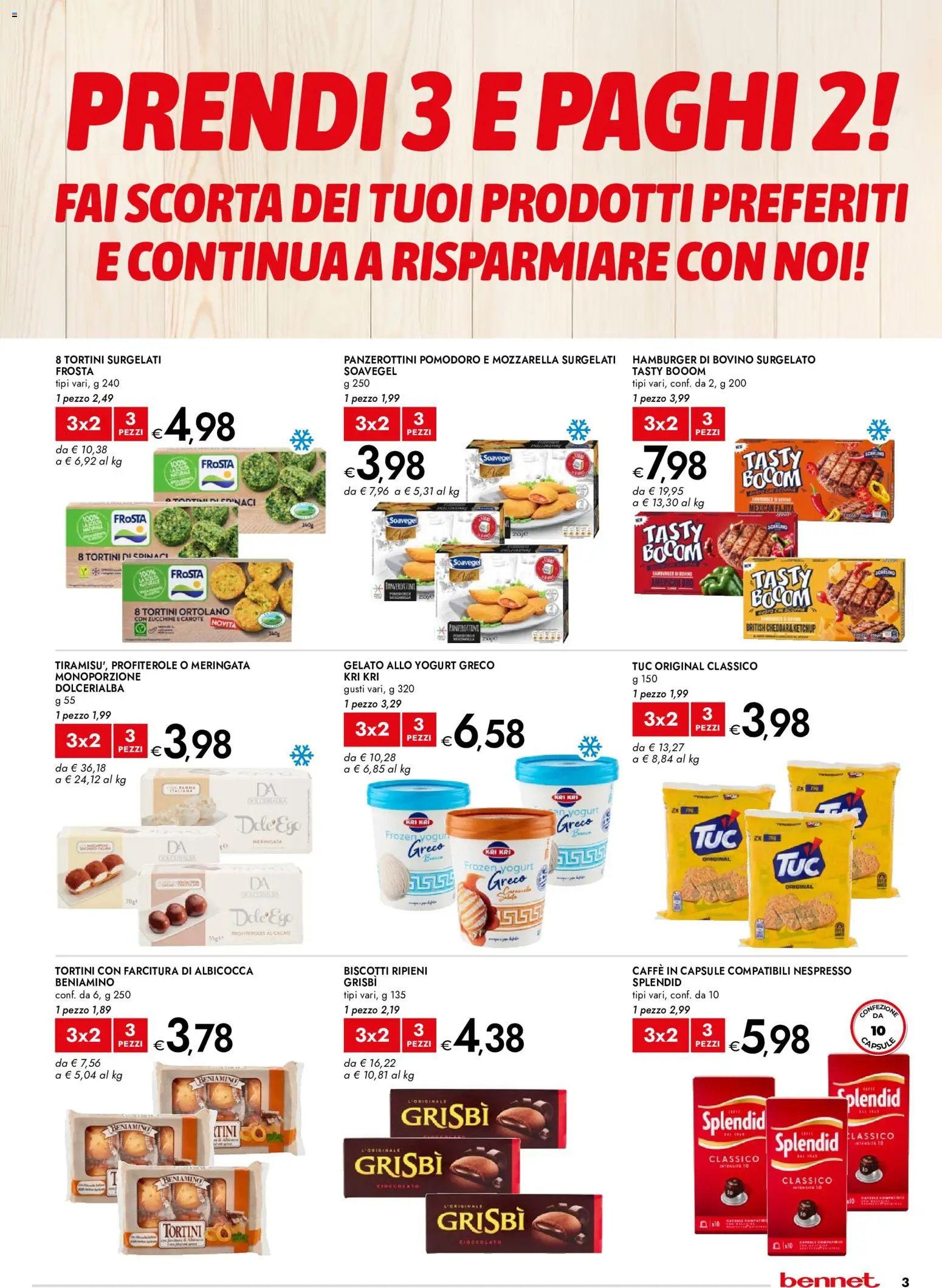 bennet volantino Prendi 3 e paghi 2