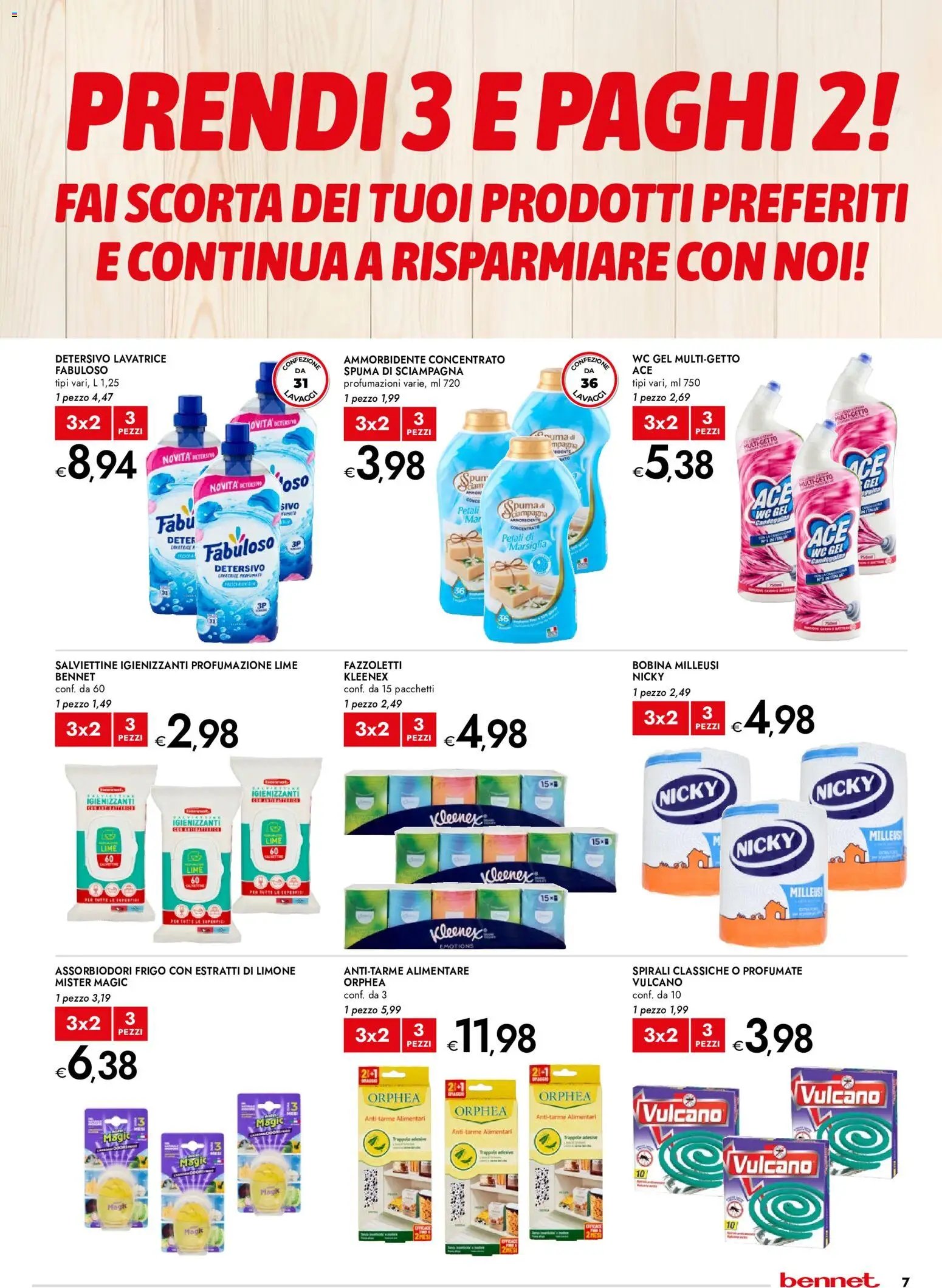 bennet volantino Prendi 3 e paghi 2