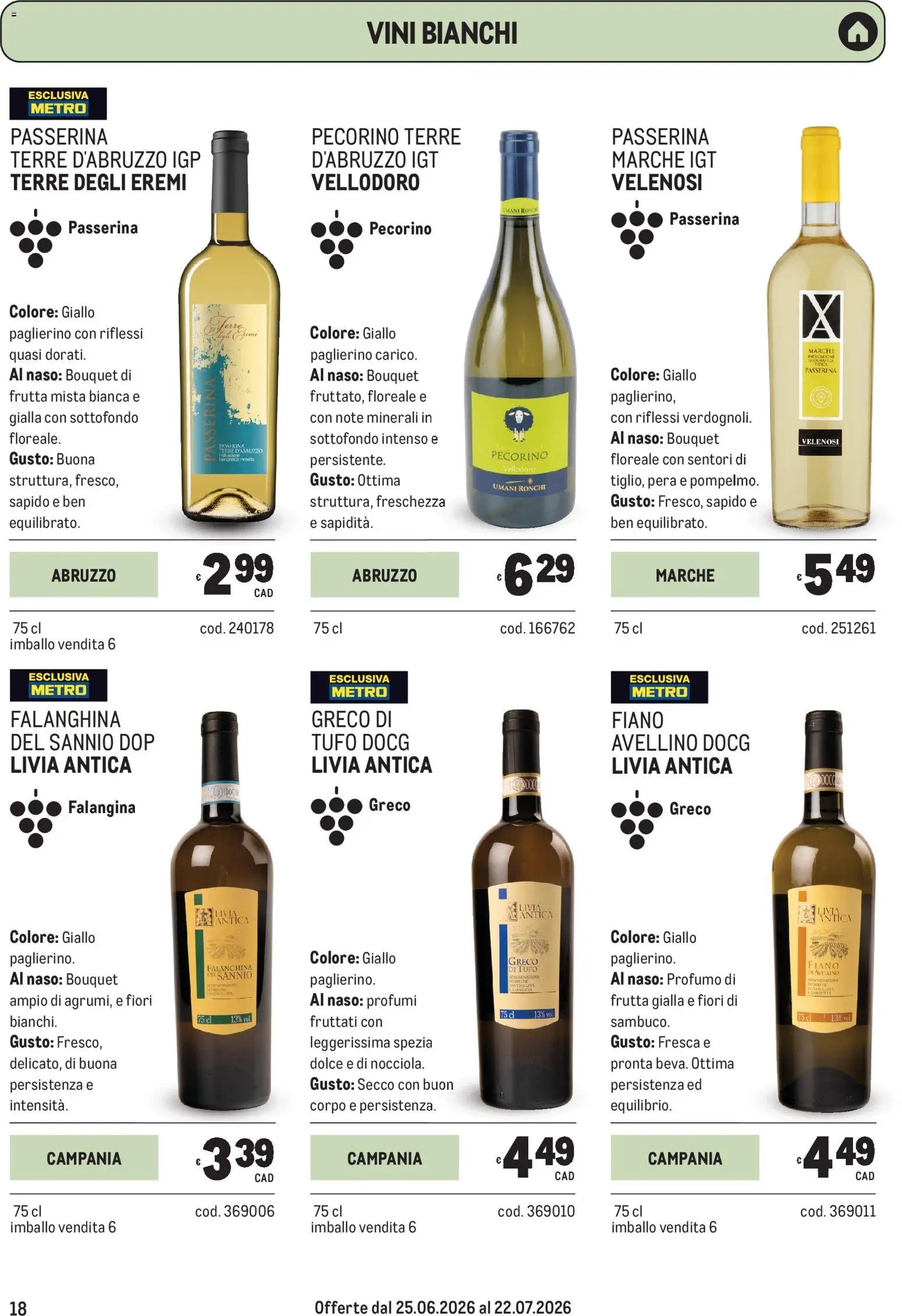 Metro volantino Vini