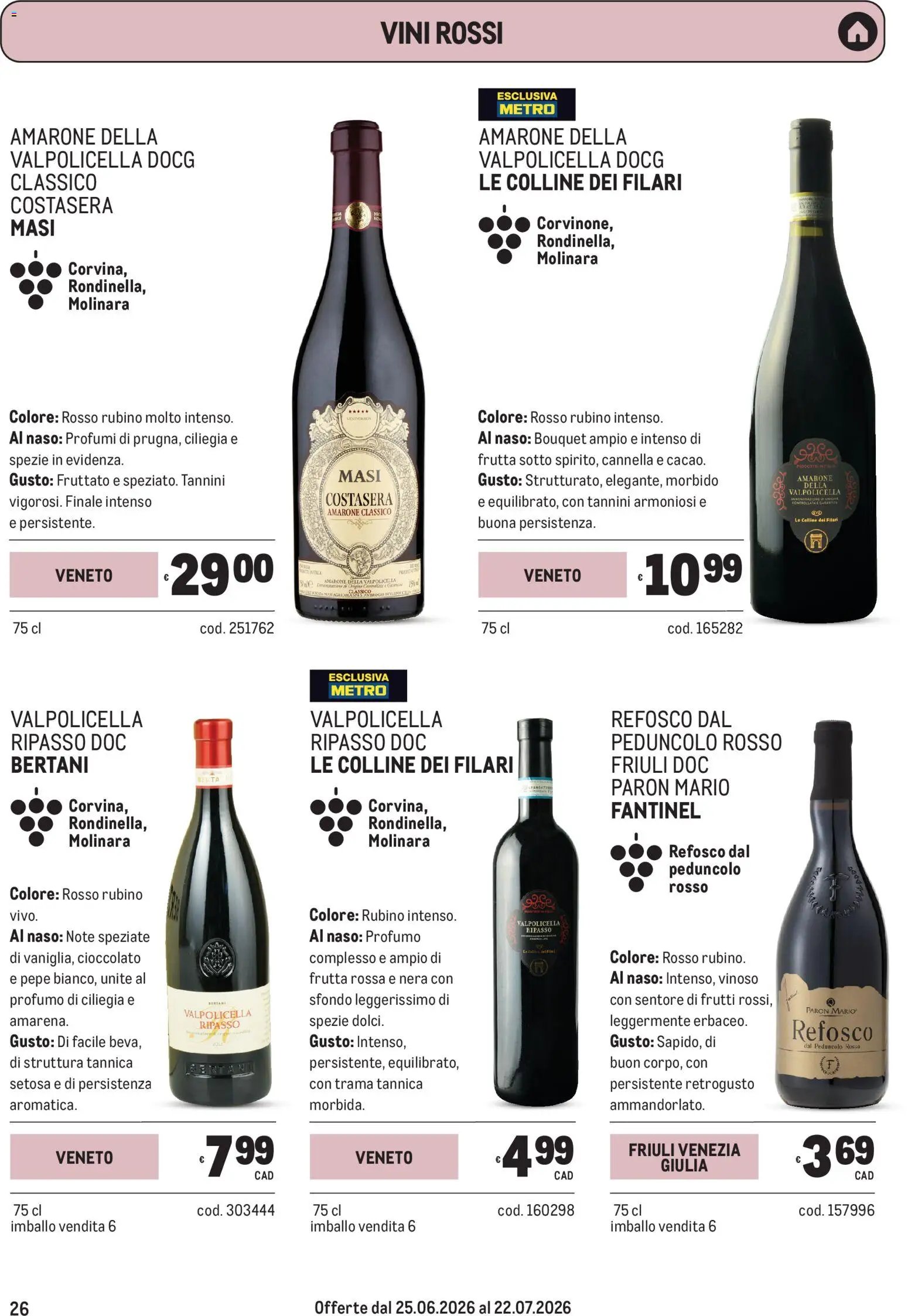 Metro volantino Vini