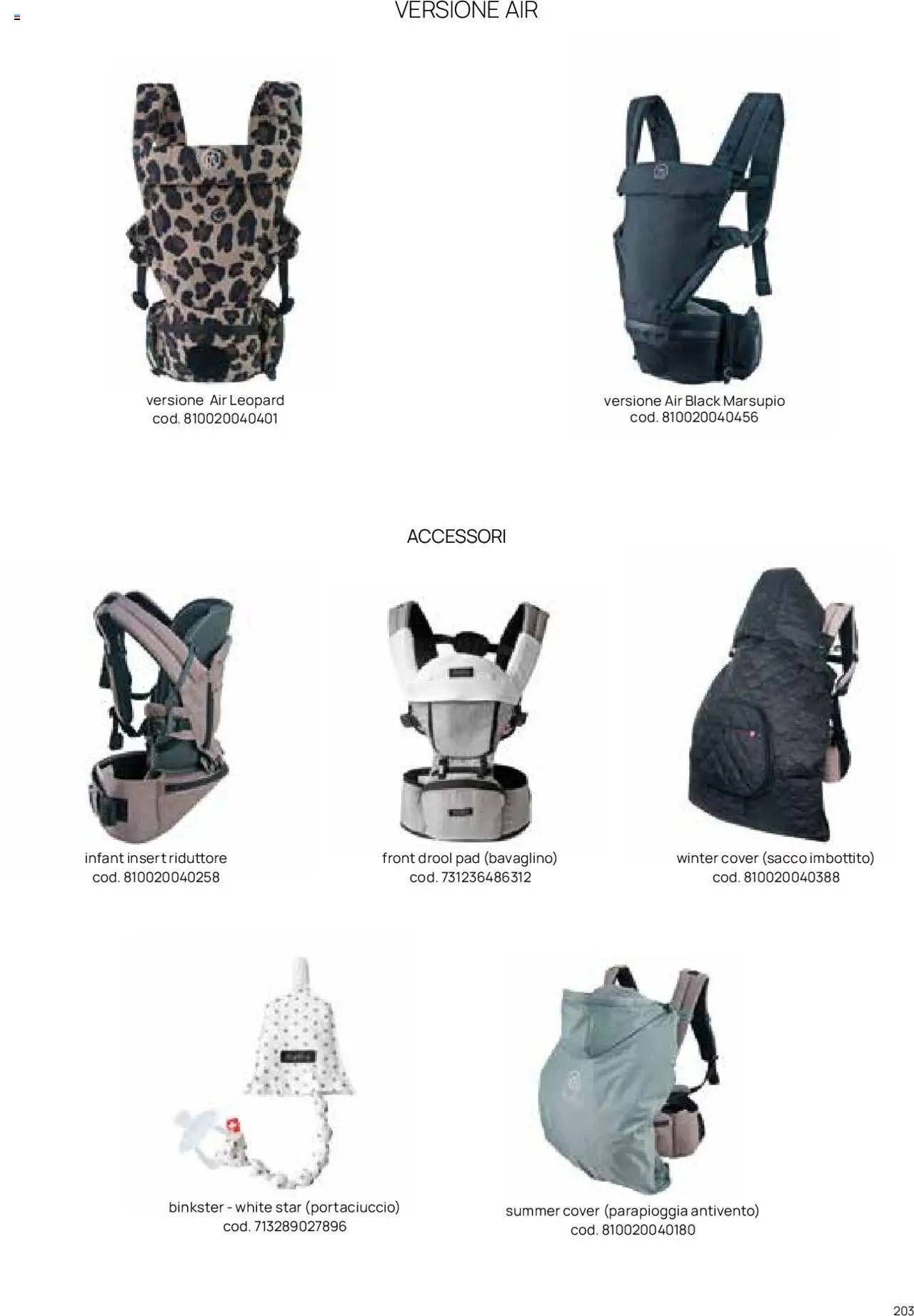 Catalogo Zaini e Marsupi Prenatal	 (2025-01-01 - 2025-12-31)