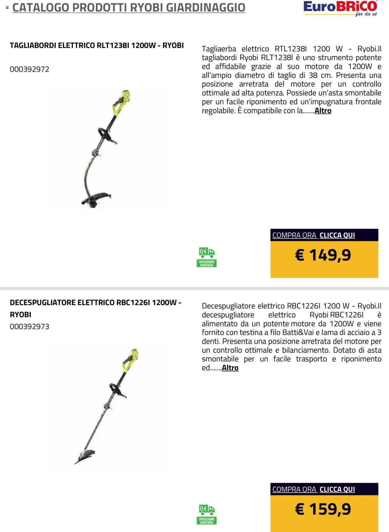 Eurobrico Prodotti Ryobi Giardinaggio catalogo