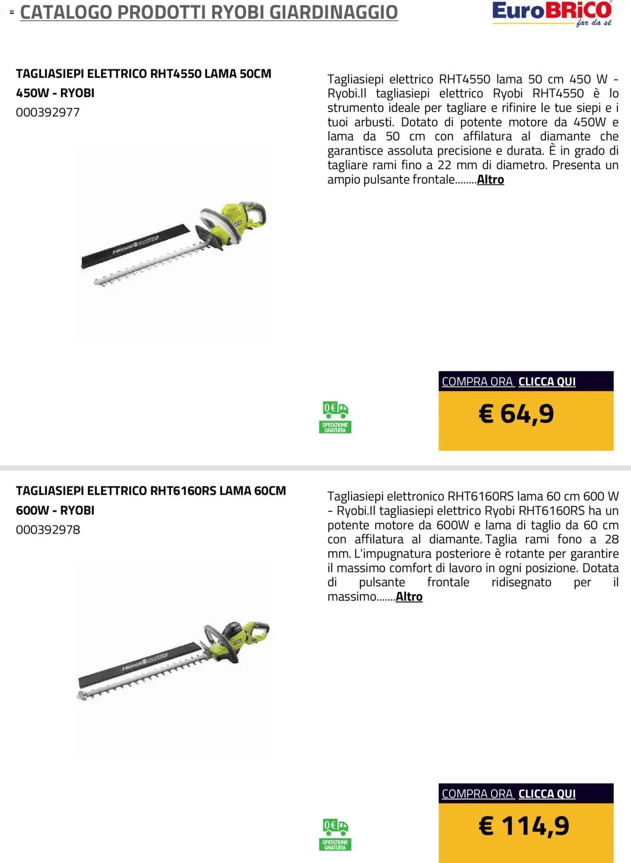 Eurobrico Prodotti Ryobi Giardinaggio catalogo