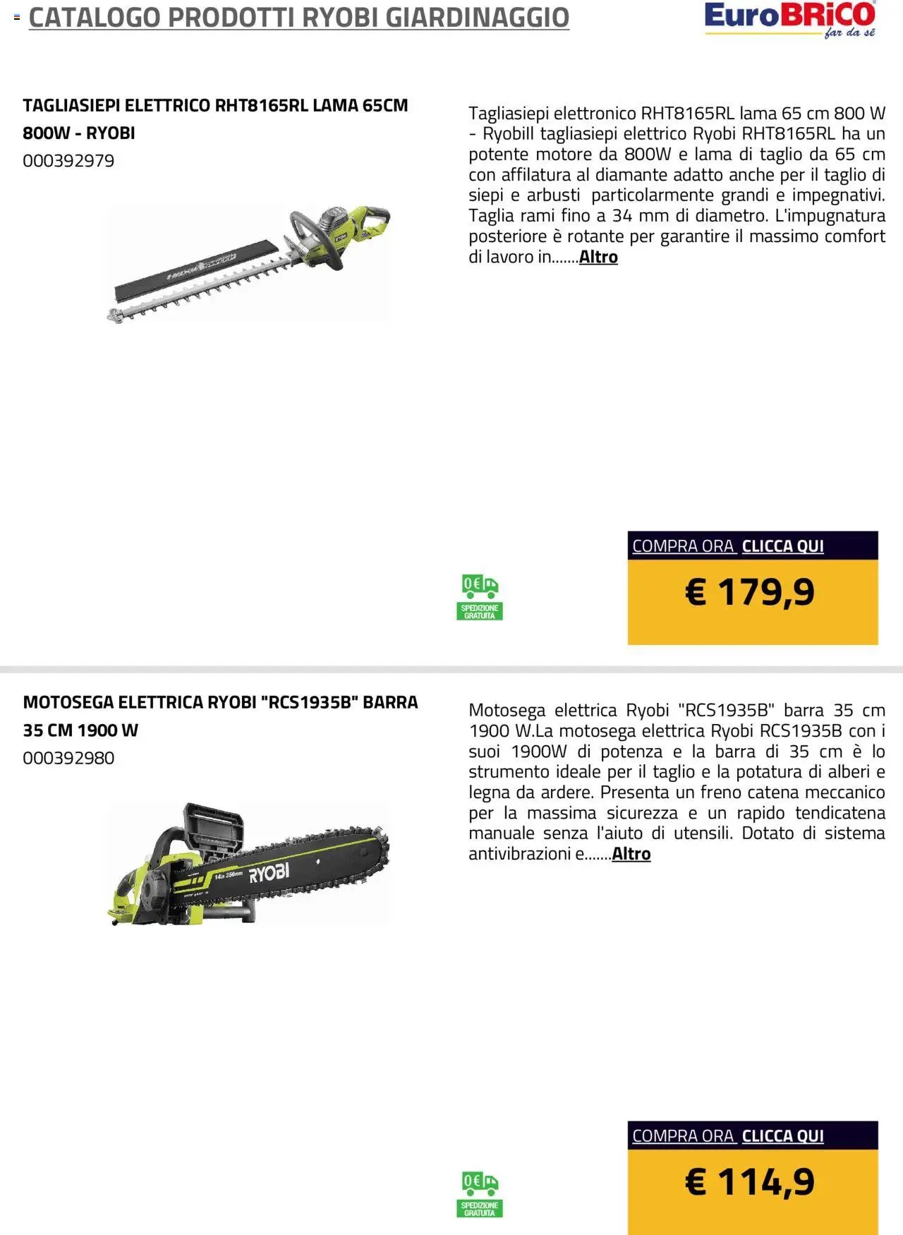 Eurobrico Prodotti Ryobi Giardinaggio catalogo