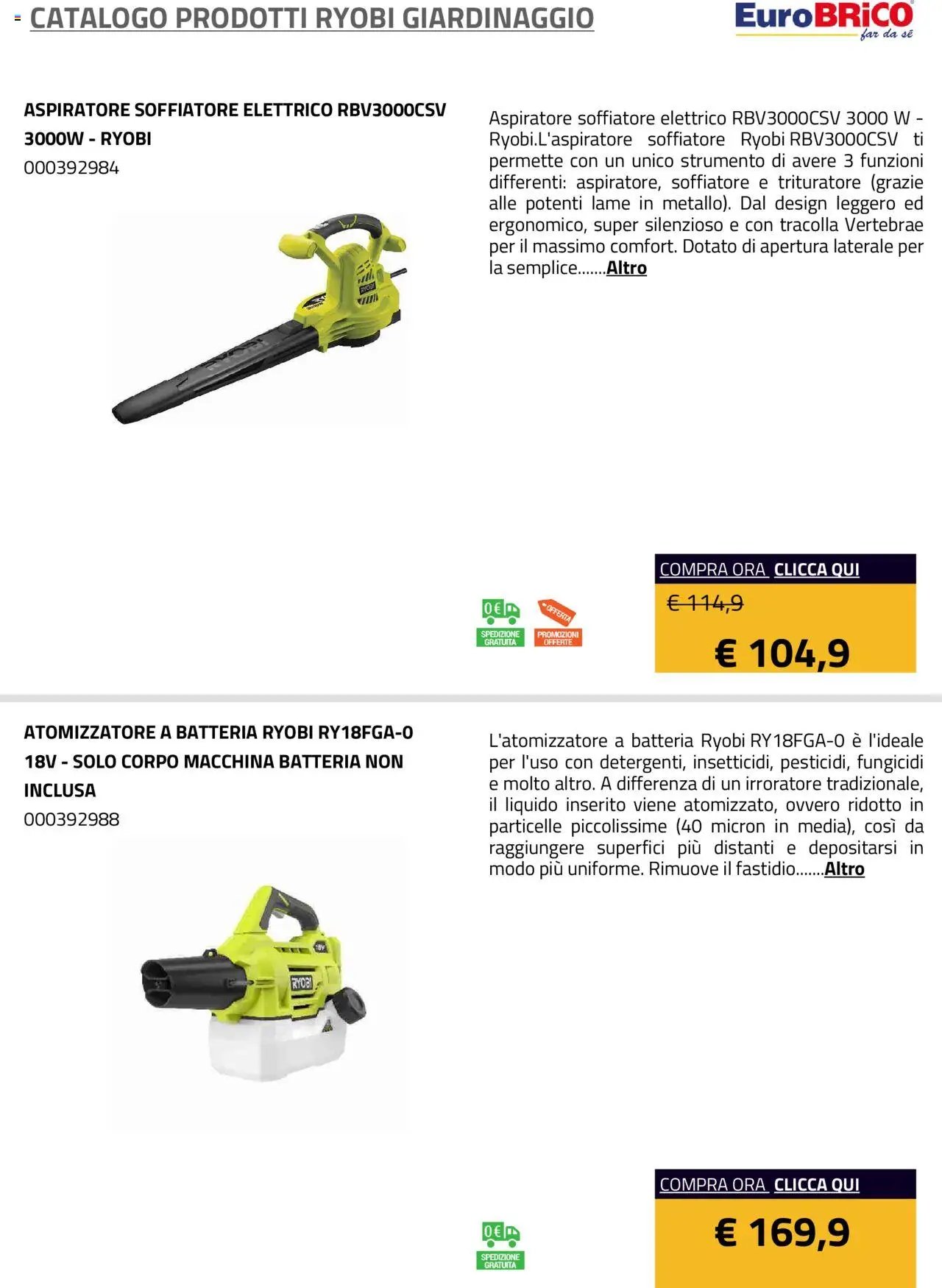 Eurobrico Prodotti Ryobi Giardinaggio catalogo