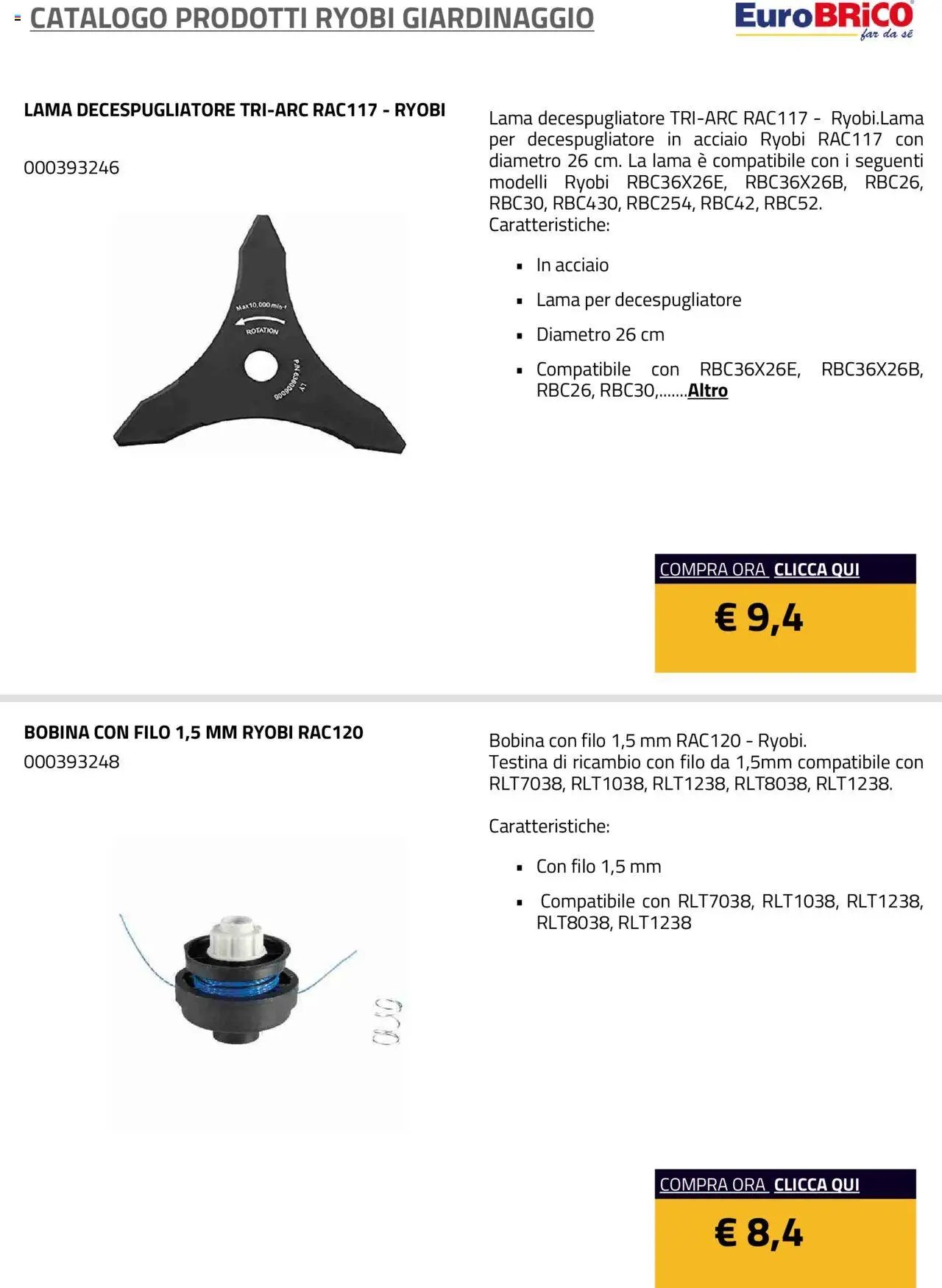 Eurobrico Prodotti Ryobi Giardinaggio catalogo