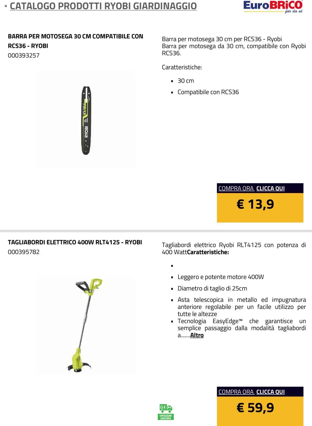 Eurobrico Prodotti Ryobi Giardinaggio catalogo