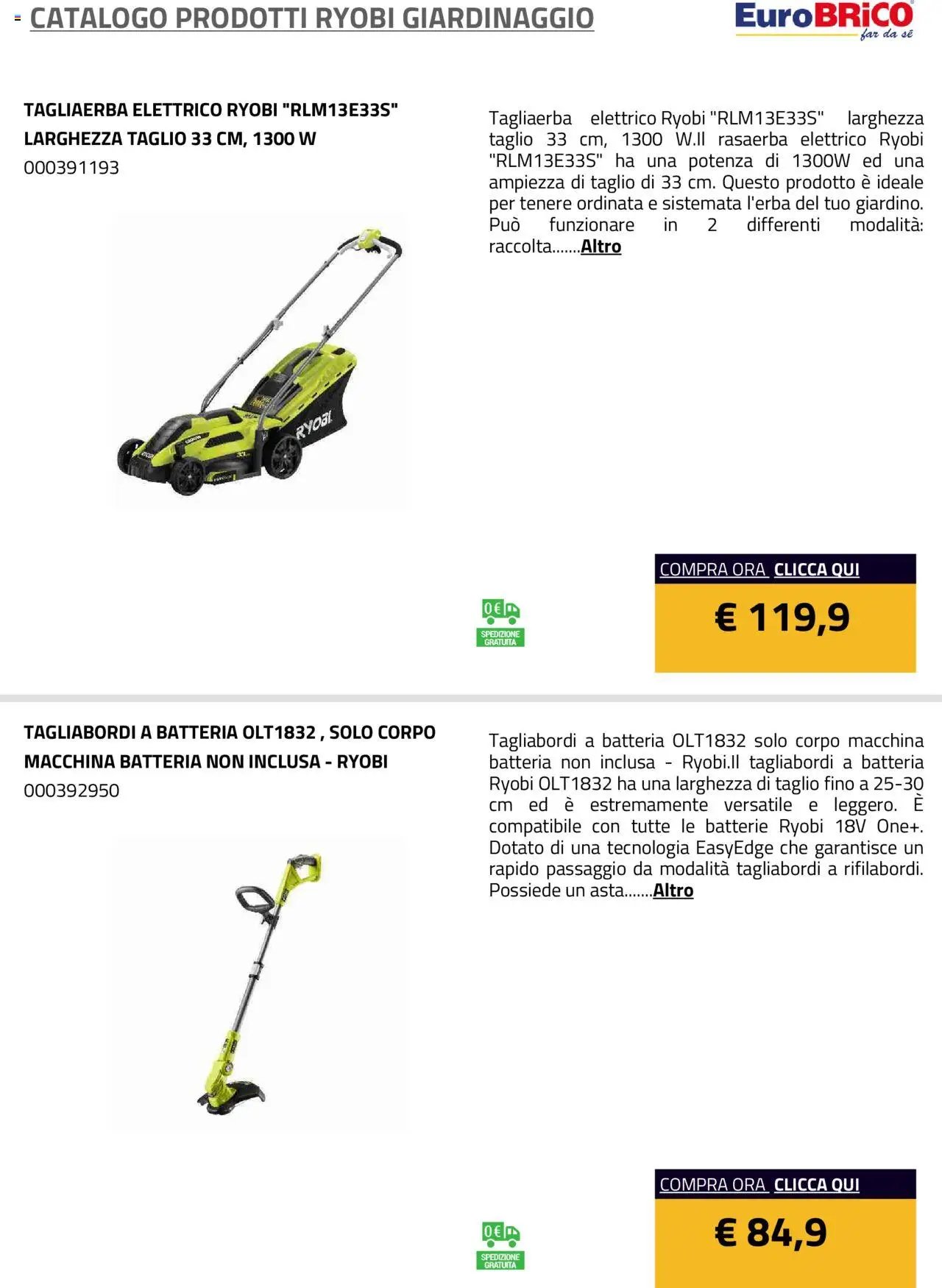 Eurobrico Prodotti Ryobi Giardinaggio catalogo