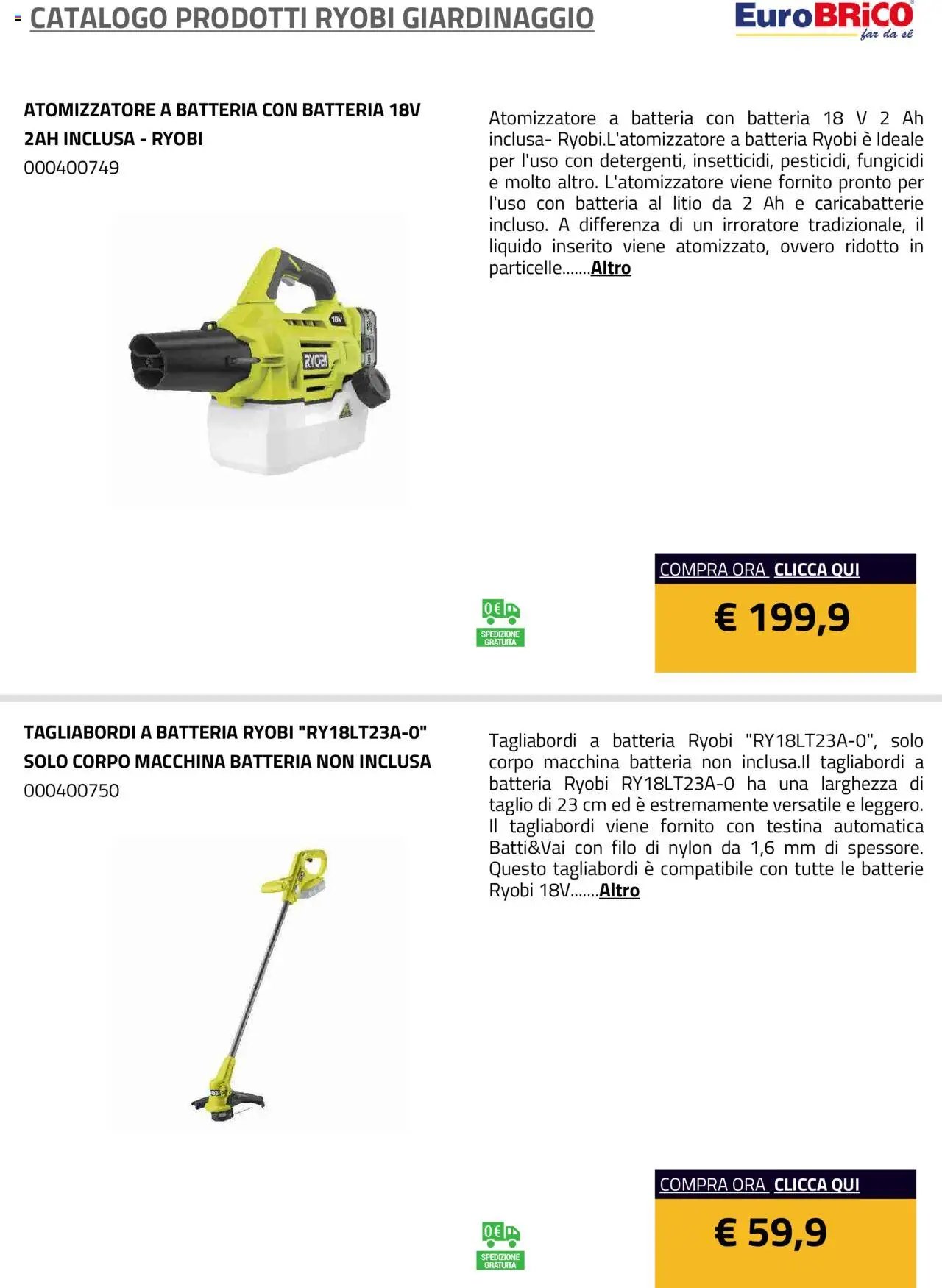 Eurobrico Prodotti Ryobi Giardinaggio catalogo