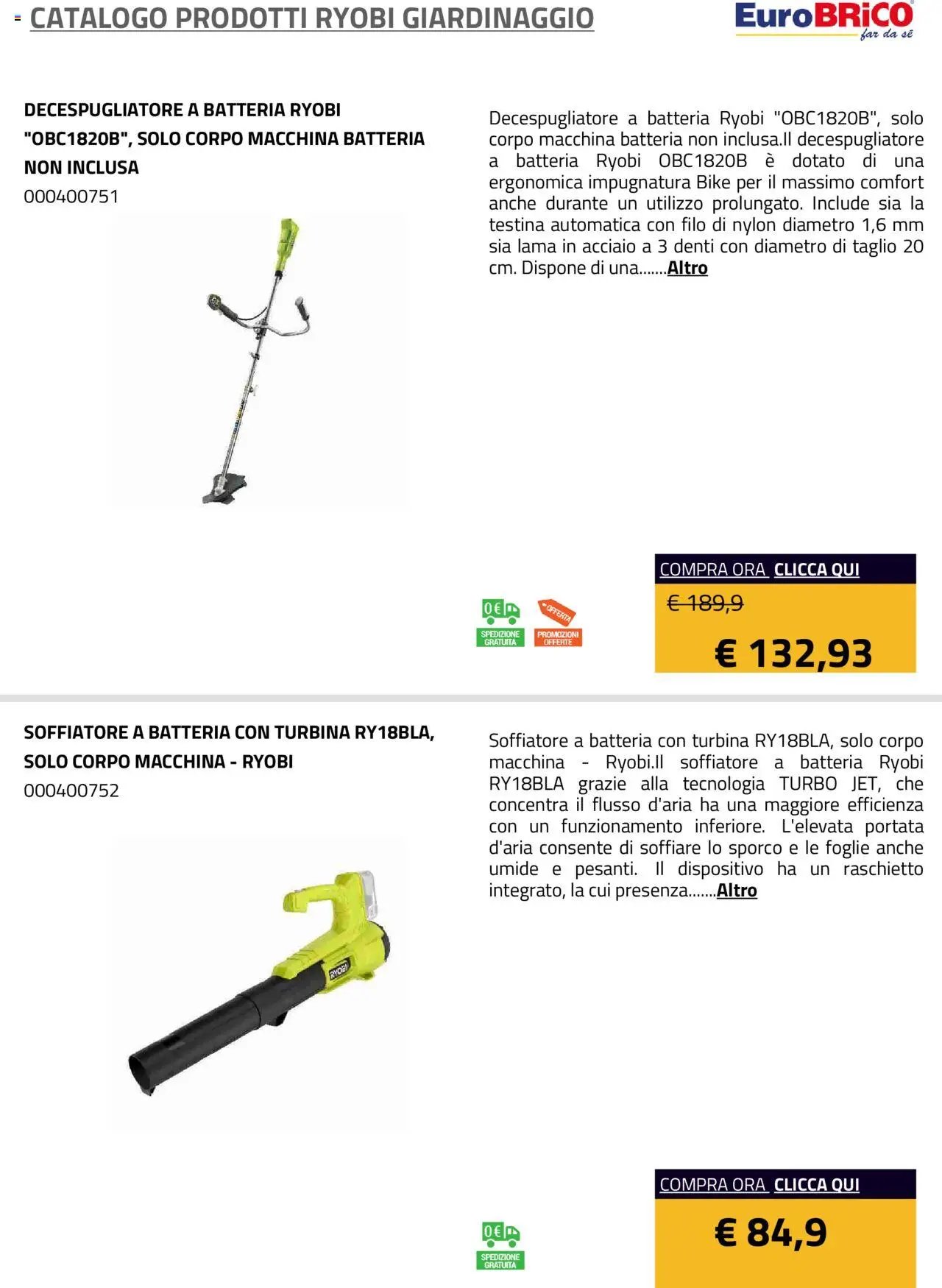 Eurobrico Prodotti Ryobi Giardinaggio catalogo