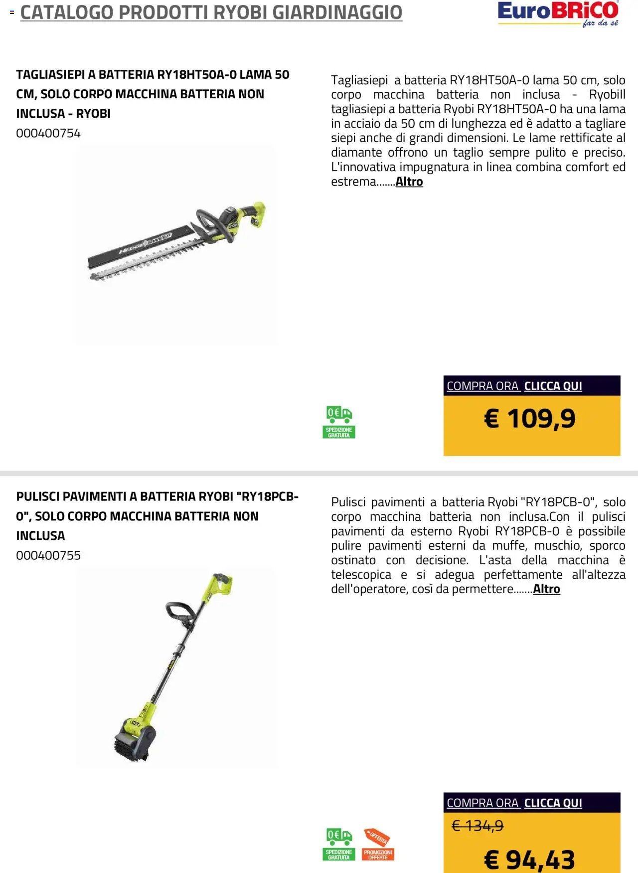 Eurobrico Prodotti Ryobi Giardinaggio catalogo