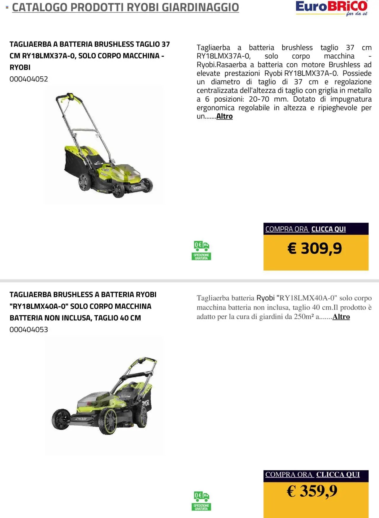 Eurobrico Prodotti Ryobi Giardinaggio catalogo