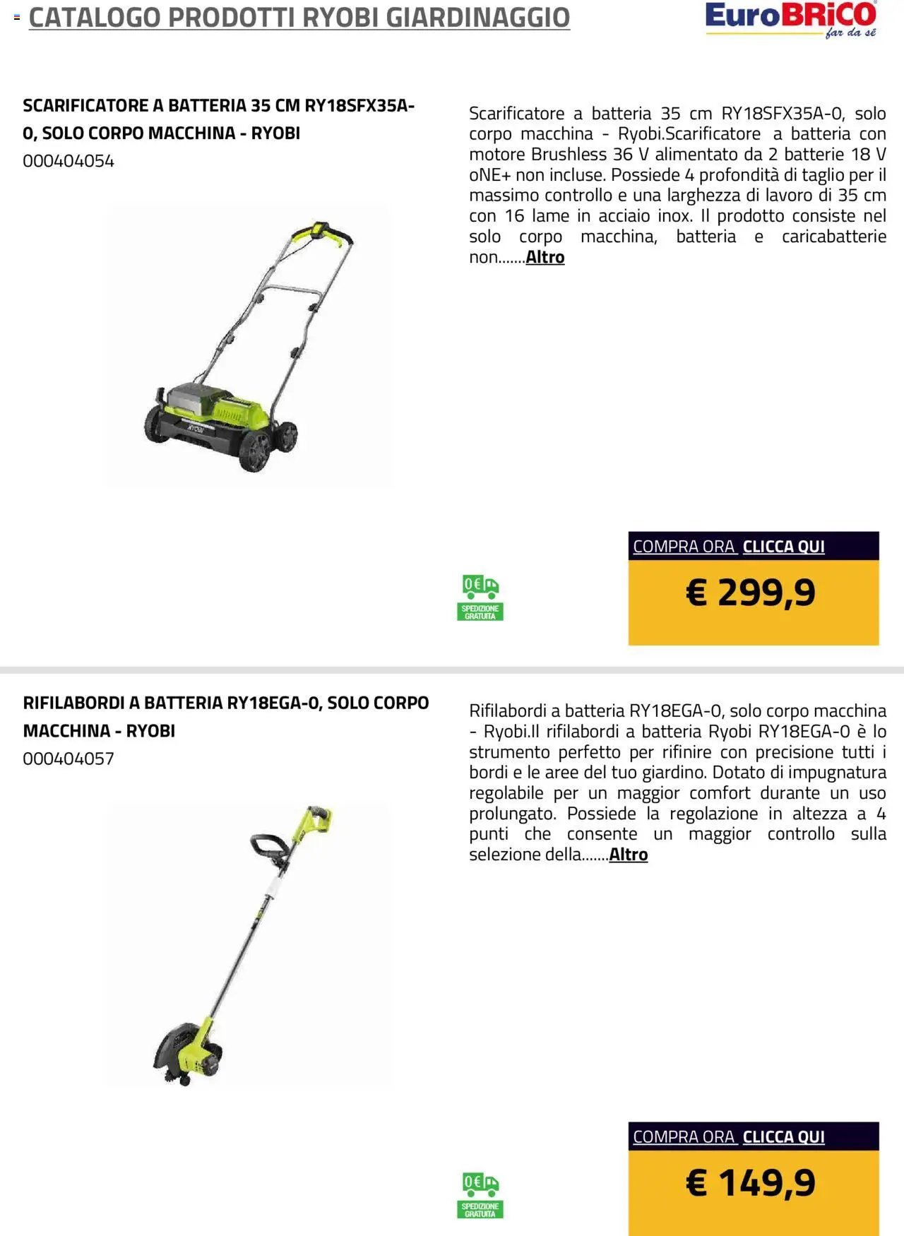 Eurobrico Prodotti Ryobi Giardinaggio catalogo