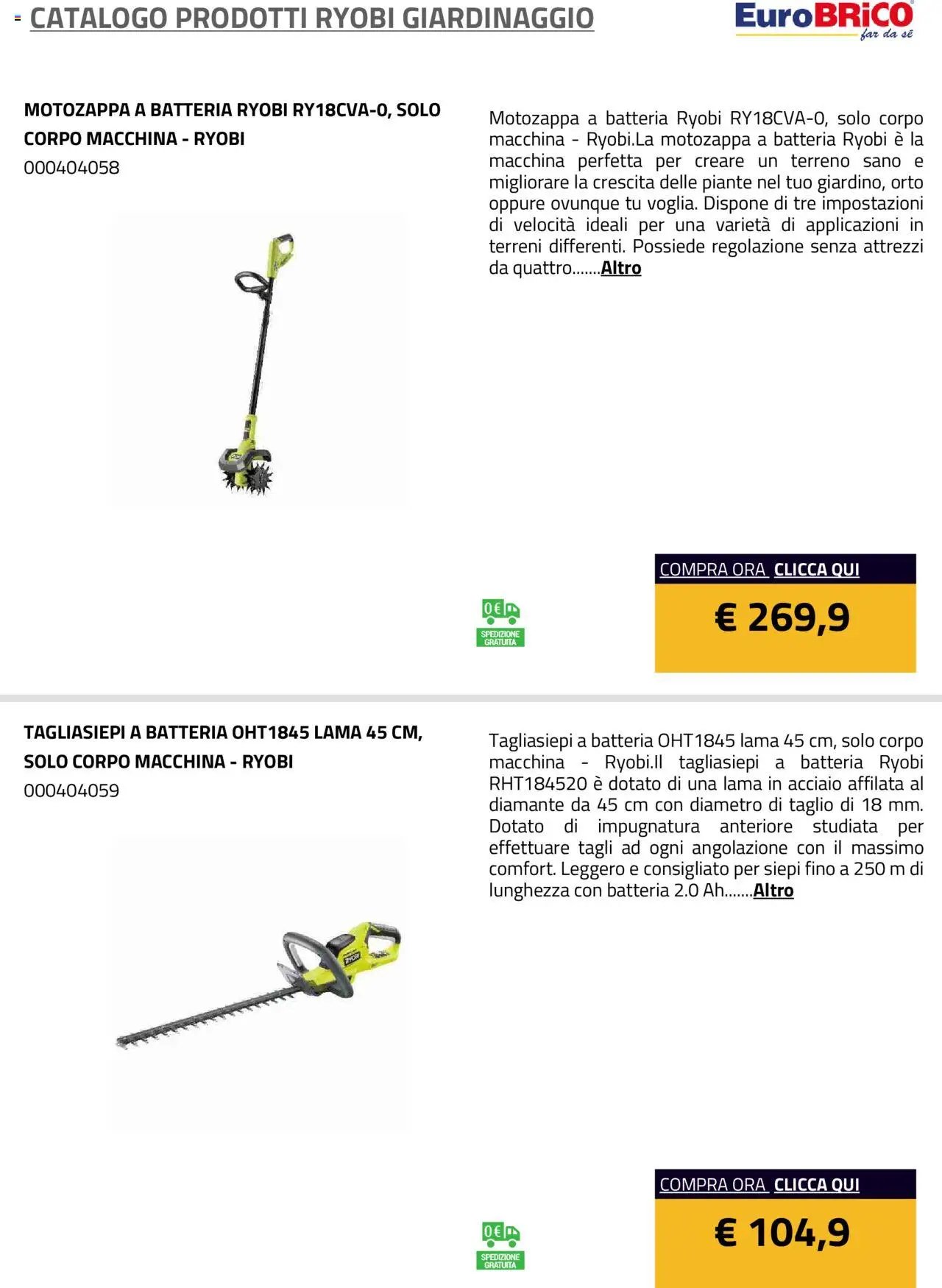 Eurobrico Prodotti Ryobi Giardinaggio catalogo