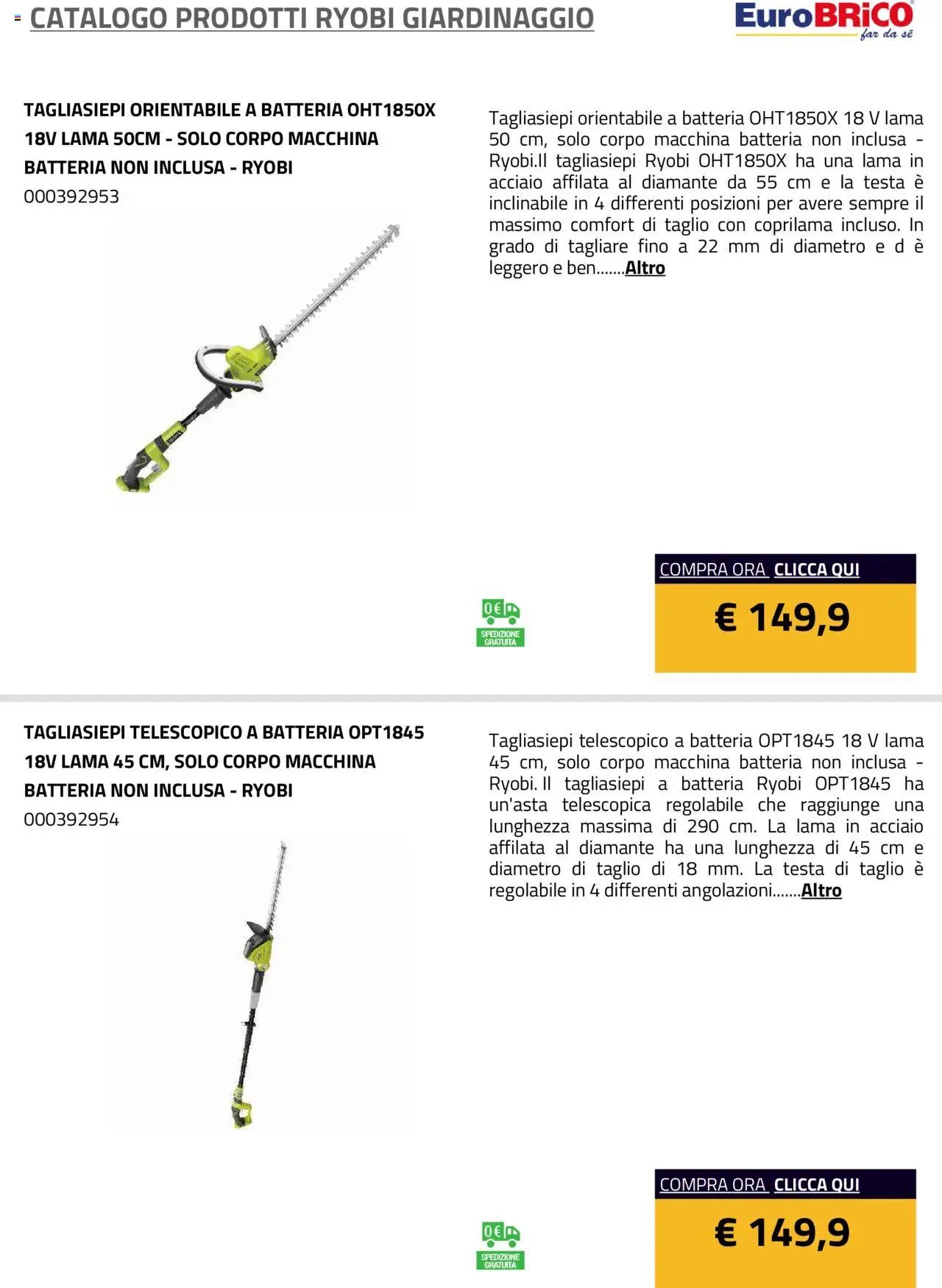 Eurobrico Prodotti Ryobi Giardinaggio catalogo