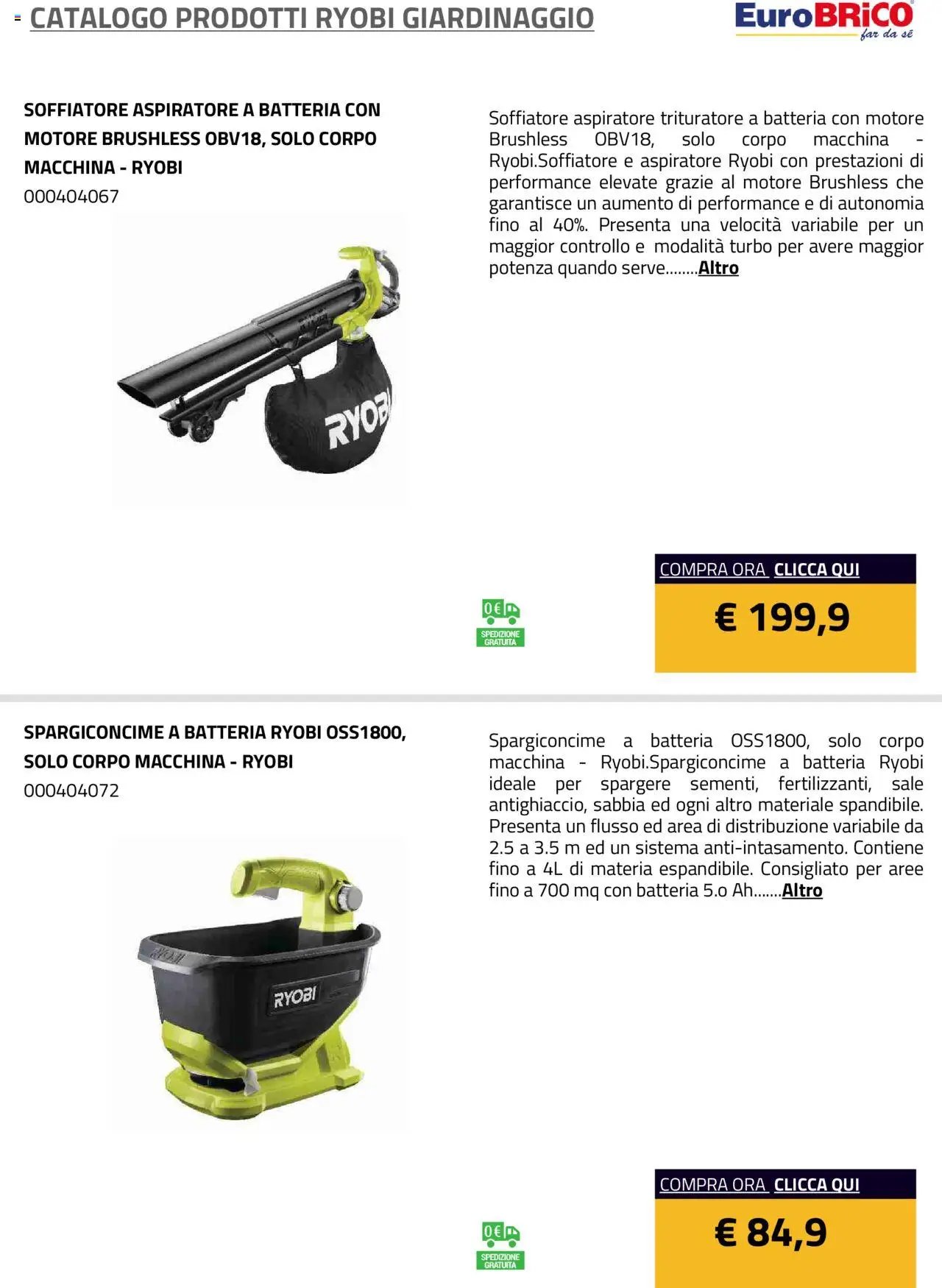 Eurobrico Prodotti Ryobi Giardinaggio catalogo