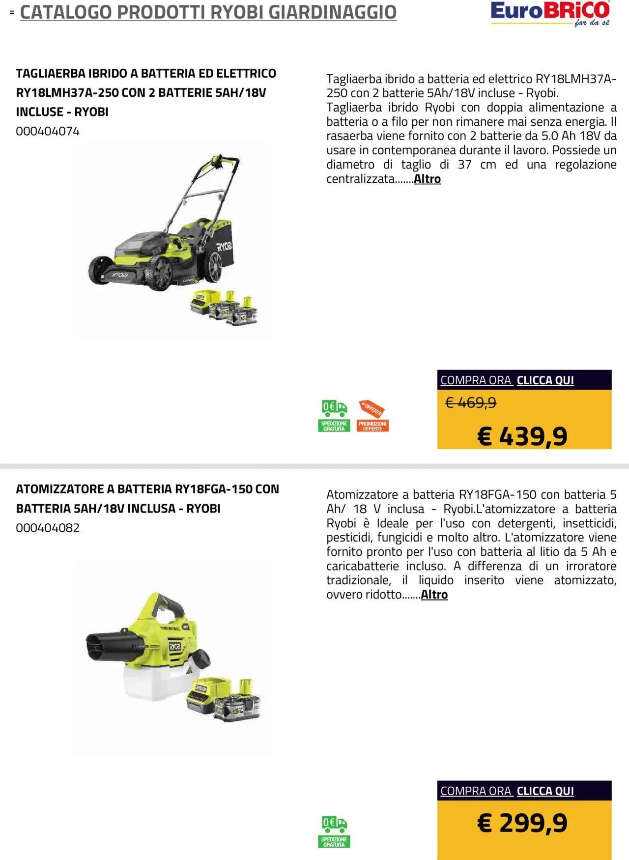 Eurobrico Prodotti Ryobi Giardinaggio catalogo