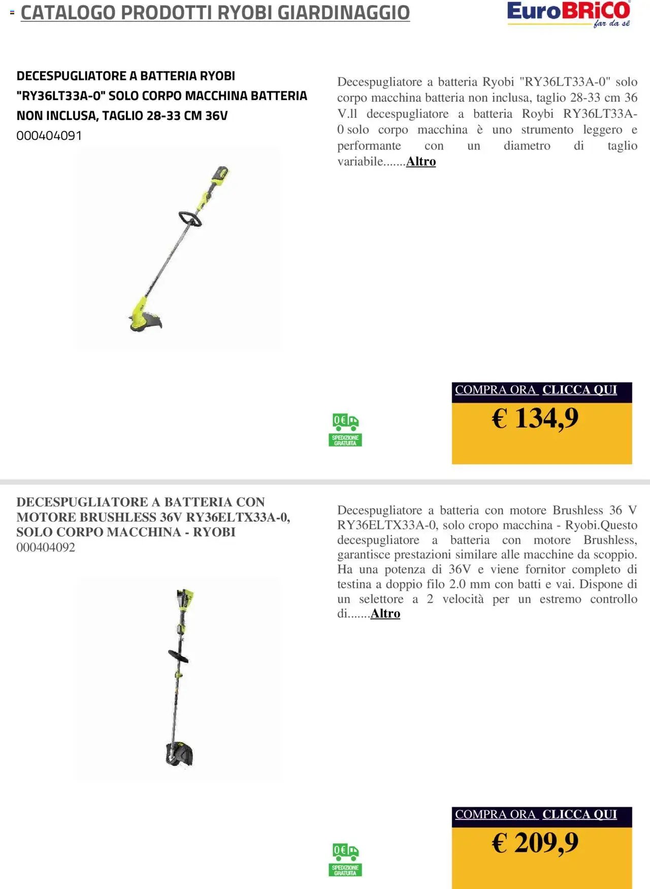 Eurobrico Prodotti Ryobi Giardinaggio catalogo