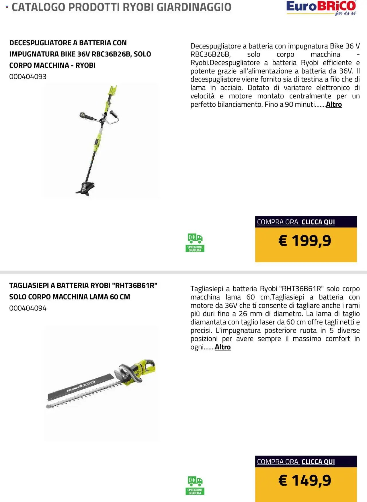 Eurobrico Prodotti Ryobi Giardinaggio catalogo