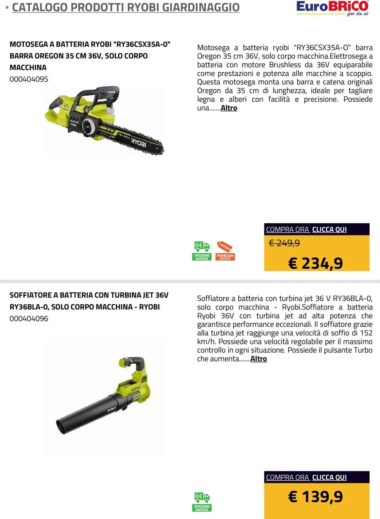 Eurobrico Prodotti Ryobi Giardinaggio catalogo