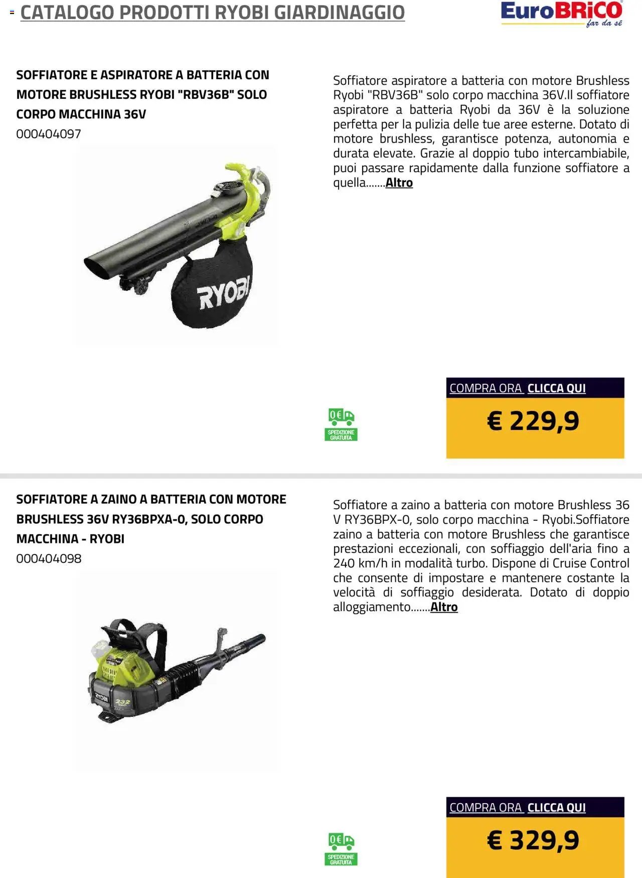 Eurobrico Prodotti Ryobi Giardinaggio catalogo