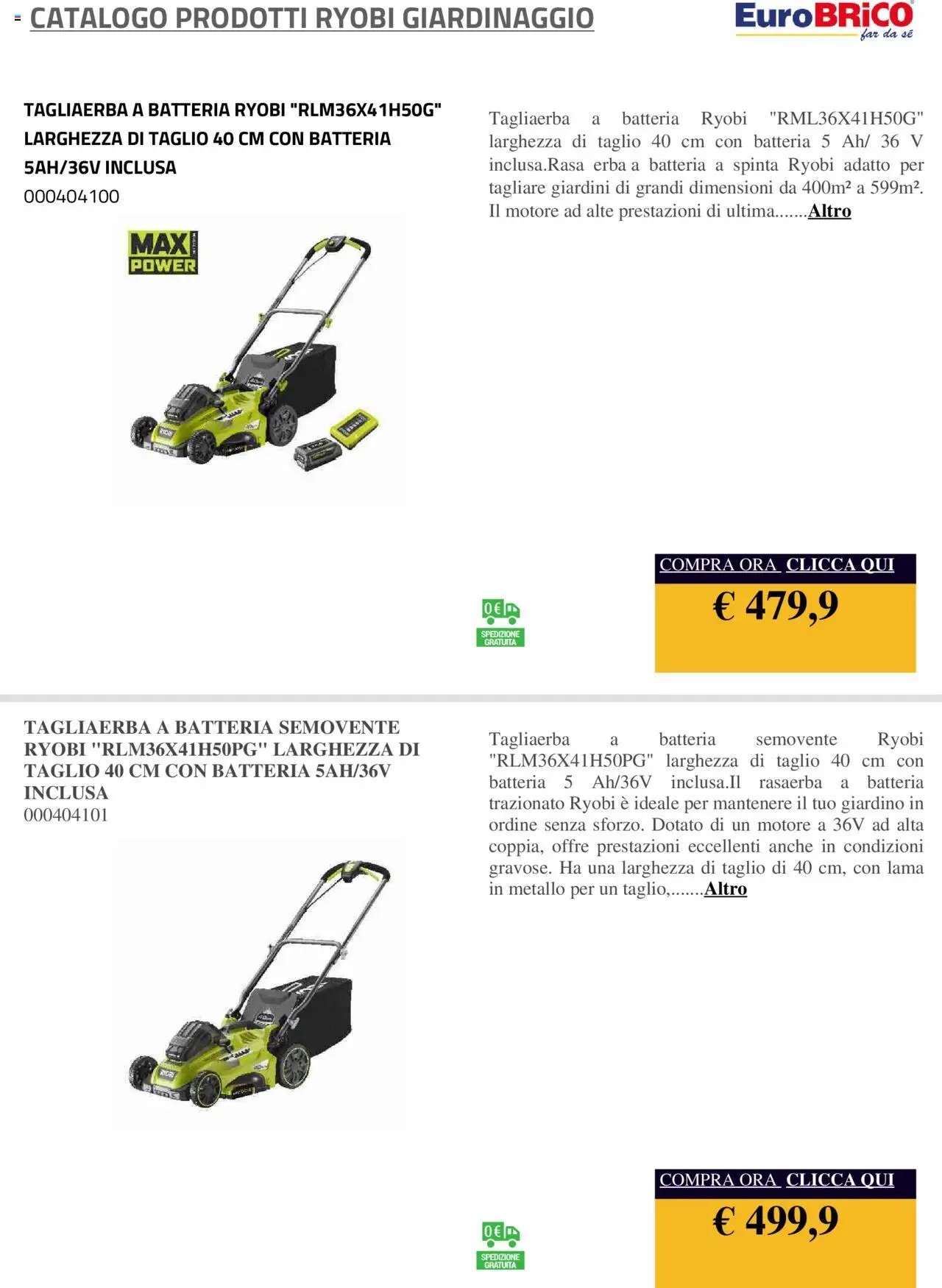Eurobrico Prodotti Ryobi Giardinaggio catalogo