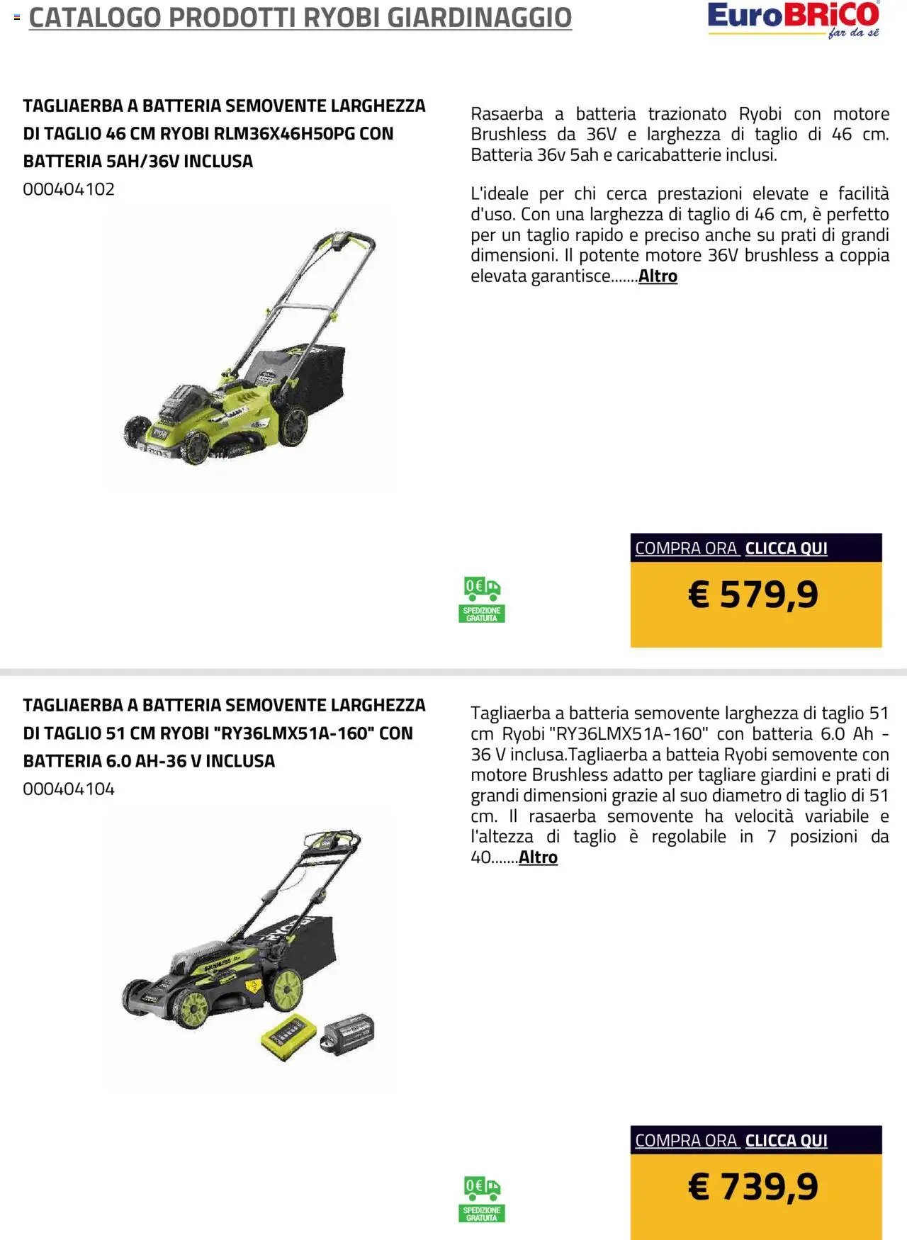 Eurobrico Prodotti Ryobi Giardinaggio catalogo