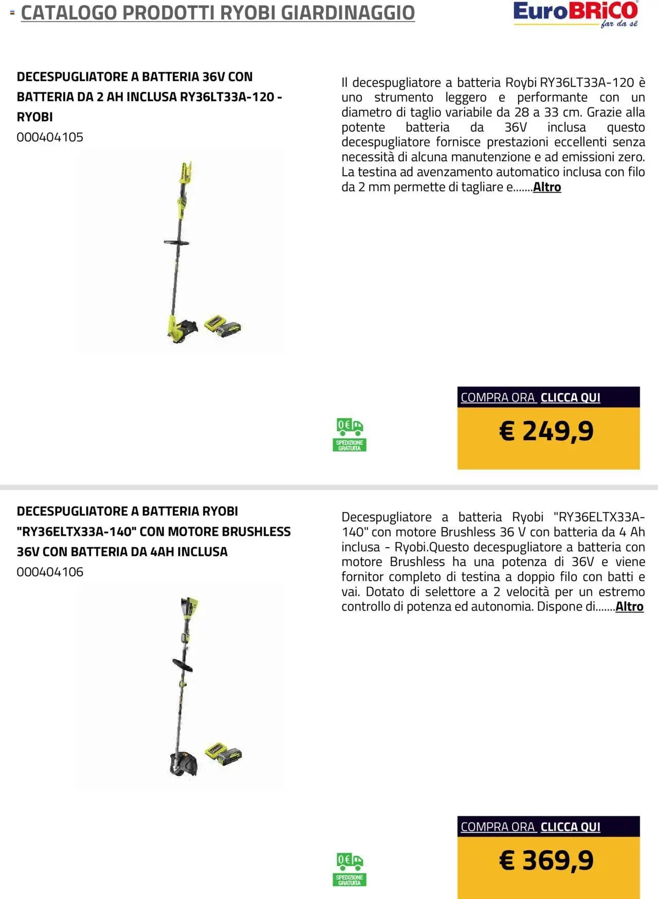 Eurobrico Prodotti Ryobi Giardinaggio catalogo