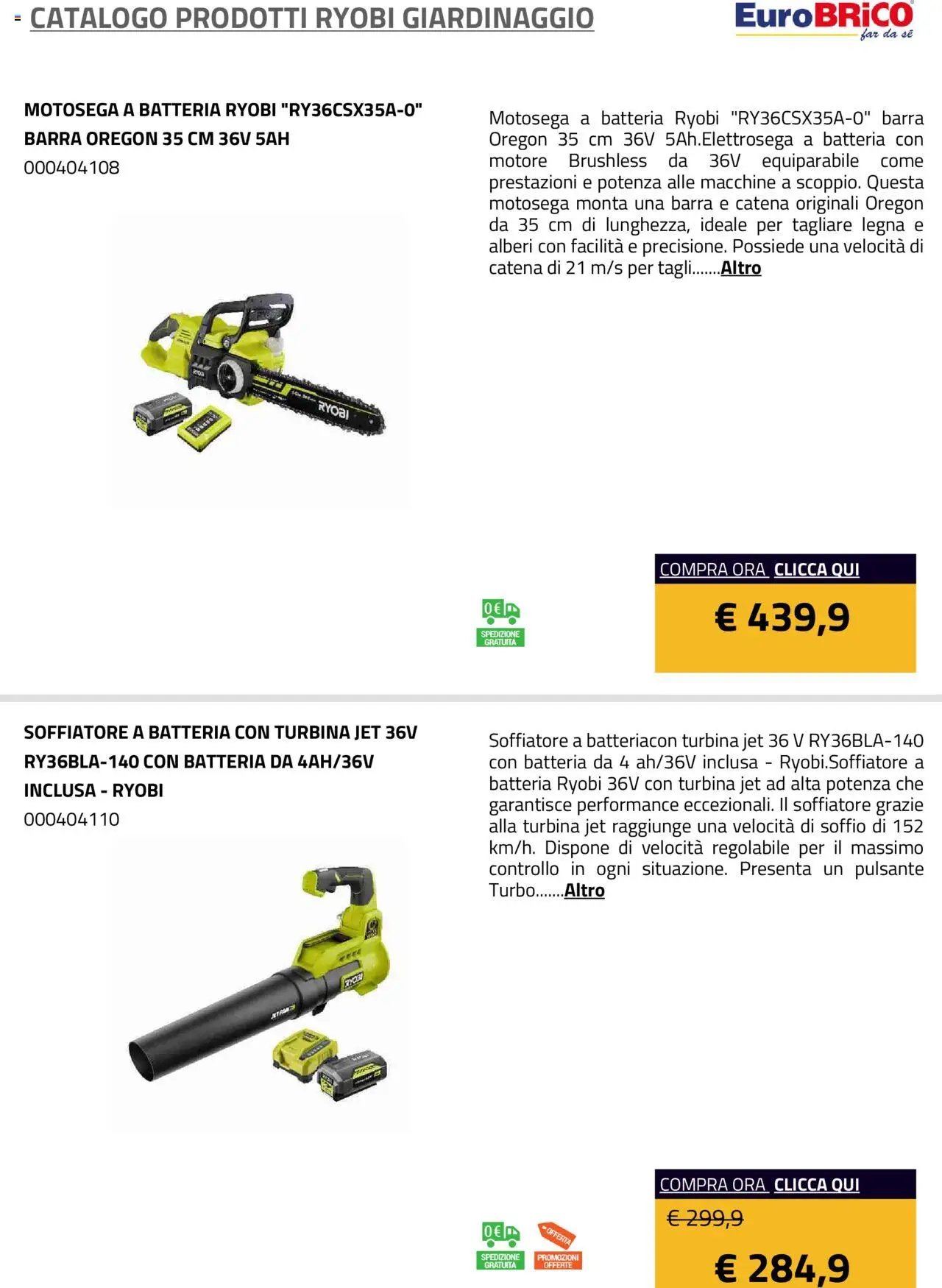 Eurobrico Prodotti Ryobi Giardinaggio catalogo