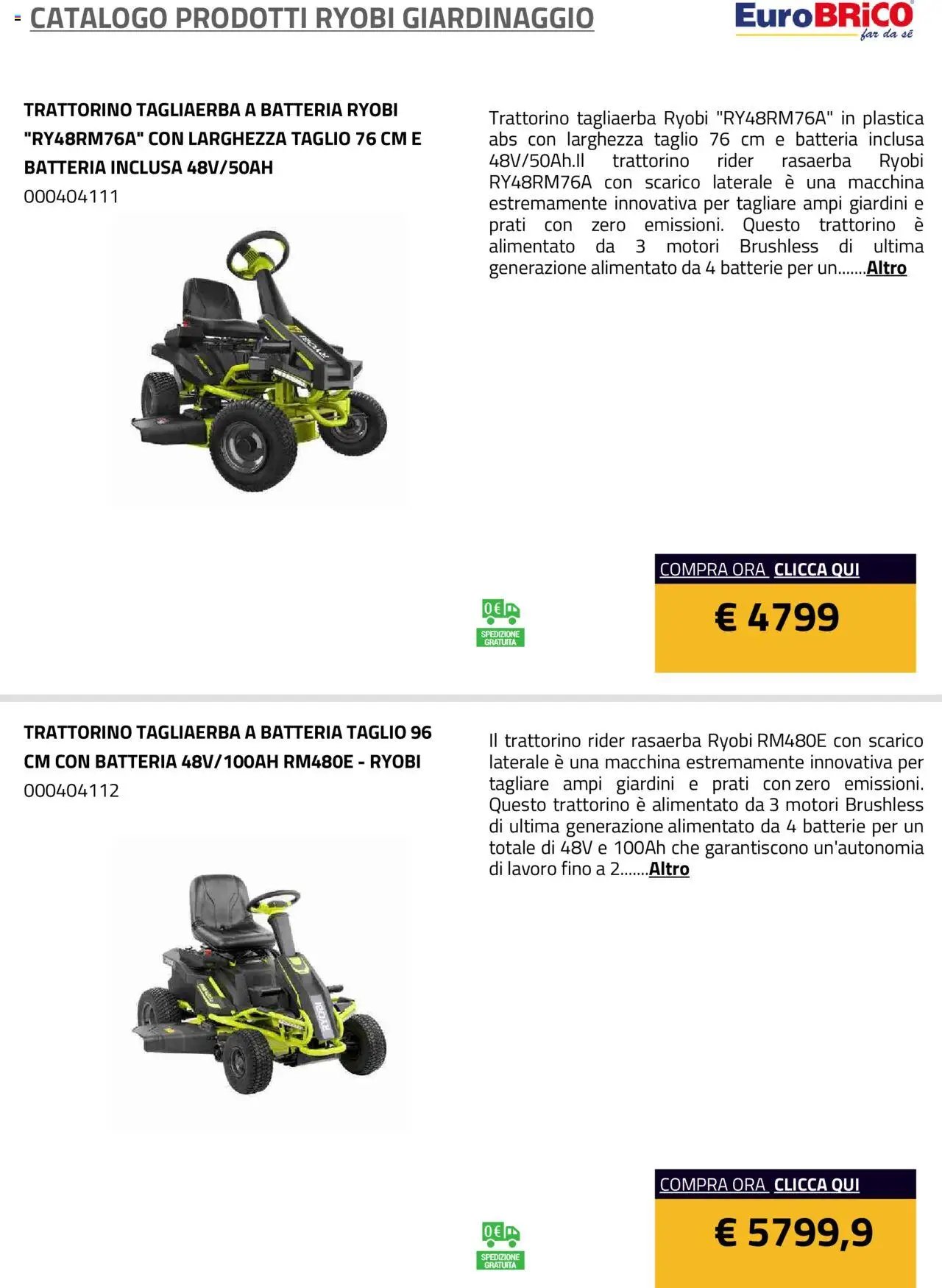 Eurobrico Prodotti Ryobi Giardinaggio catalogo
