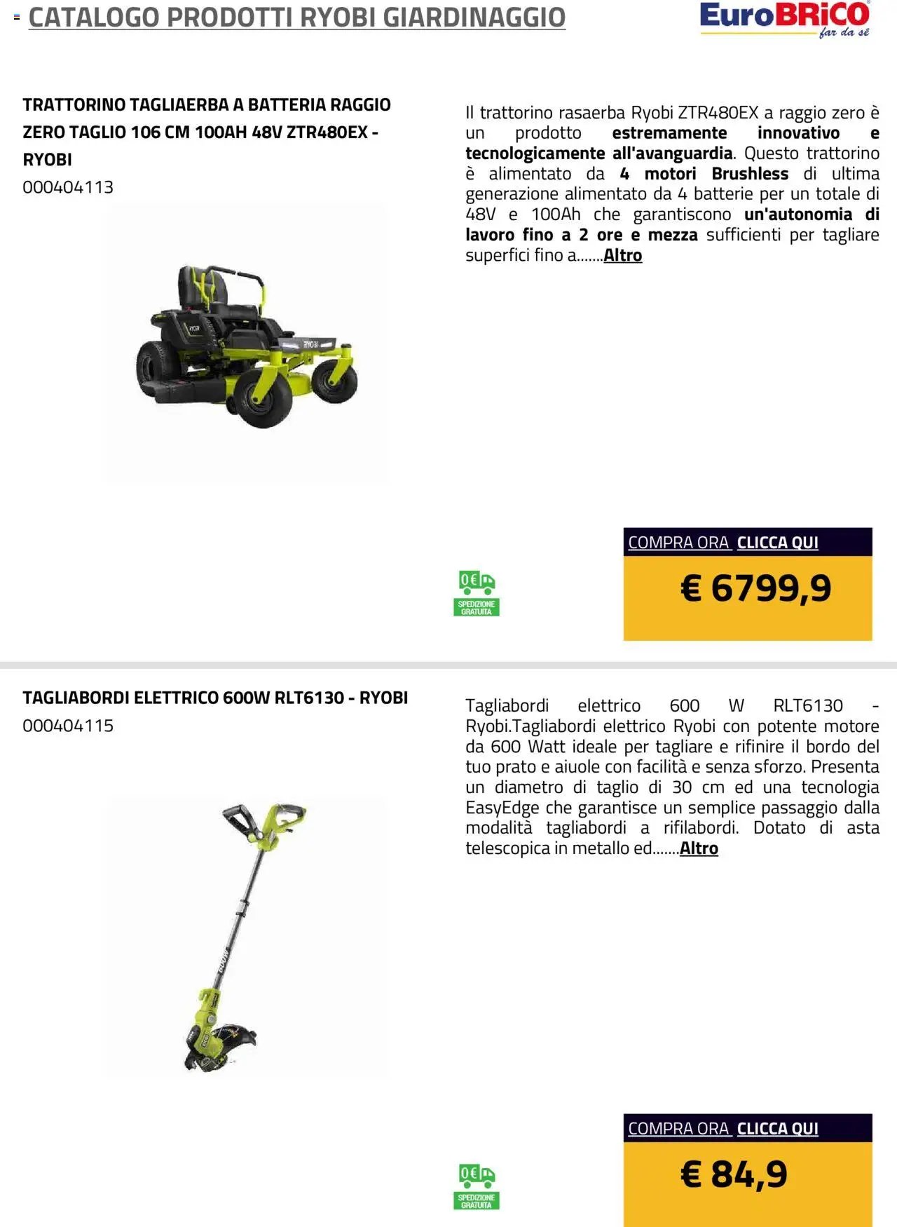 Eurobrico Prodotti Ryobi Giardinaggio catalogo