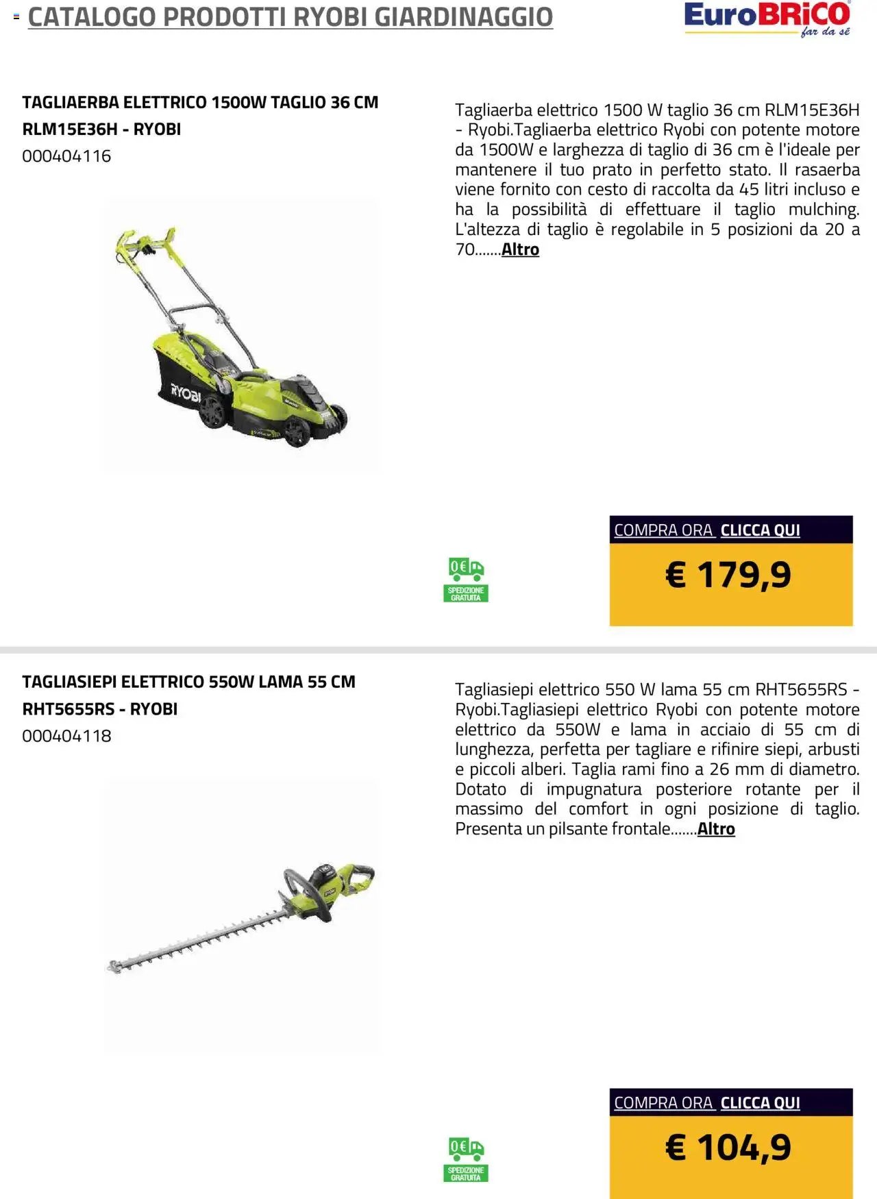 Eurobrico Prodotti Ryobi Giardinaggio catalogo