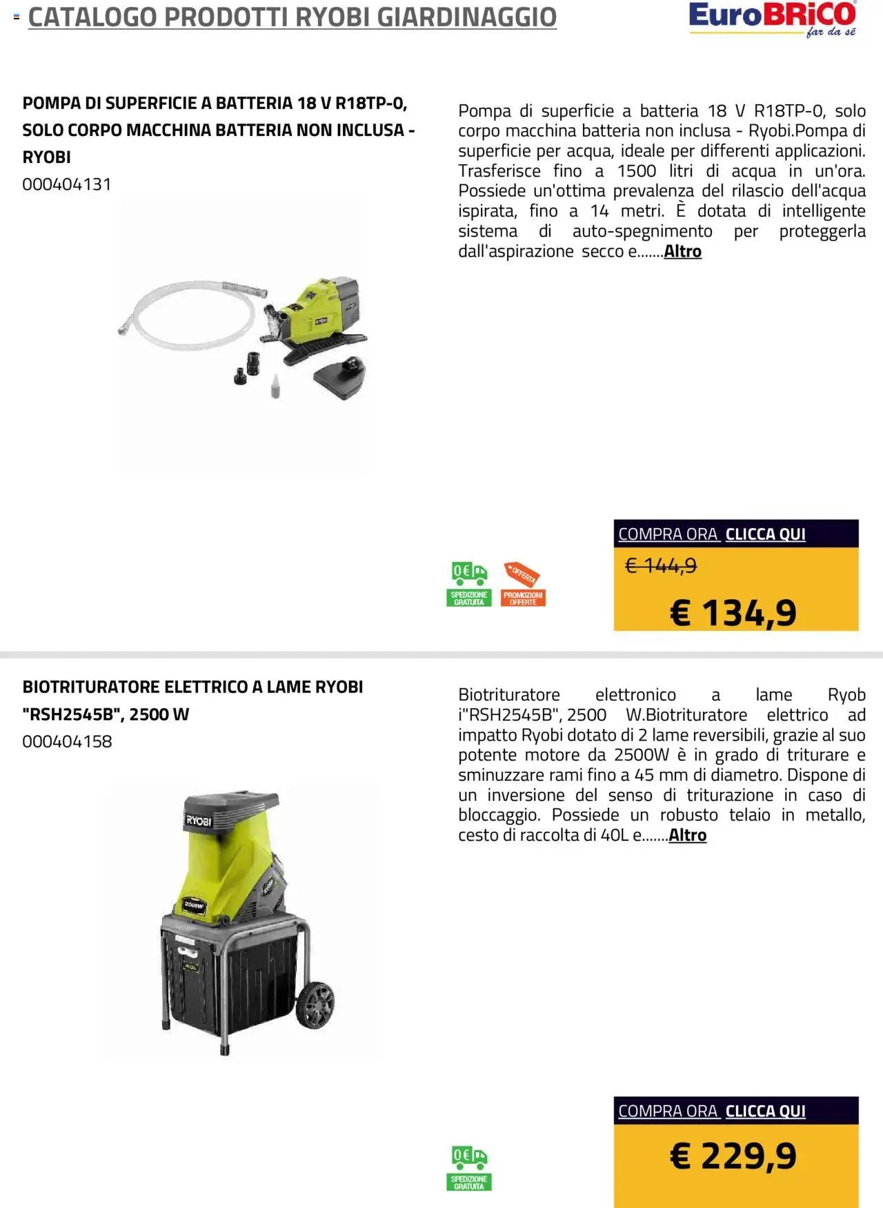 Eurobrico Prodotti Ryobi Giardinaggio catalogo