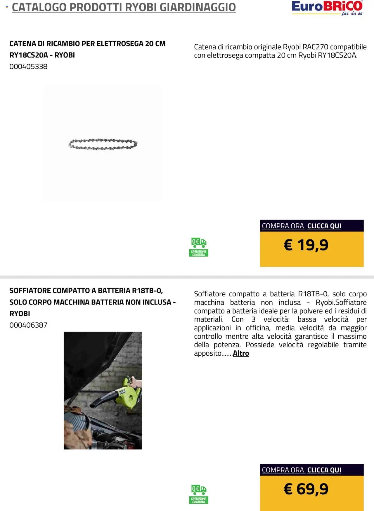 Eurobrico Prodotti Ryobi Giardinaggio catalogo