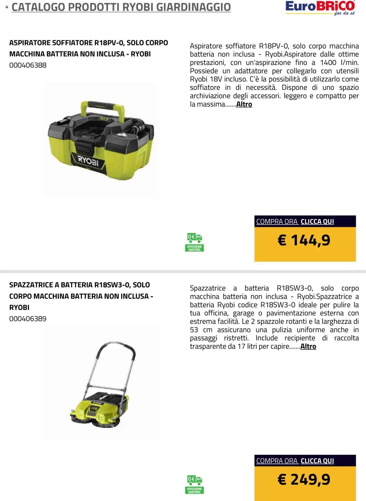 Eurobrico Prodotti Ryobi Giardinaggio catalogo