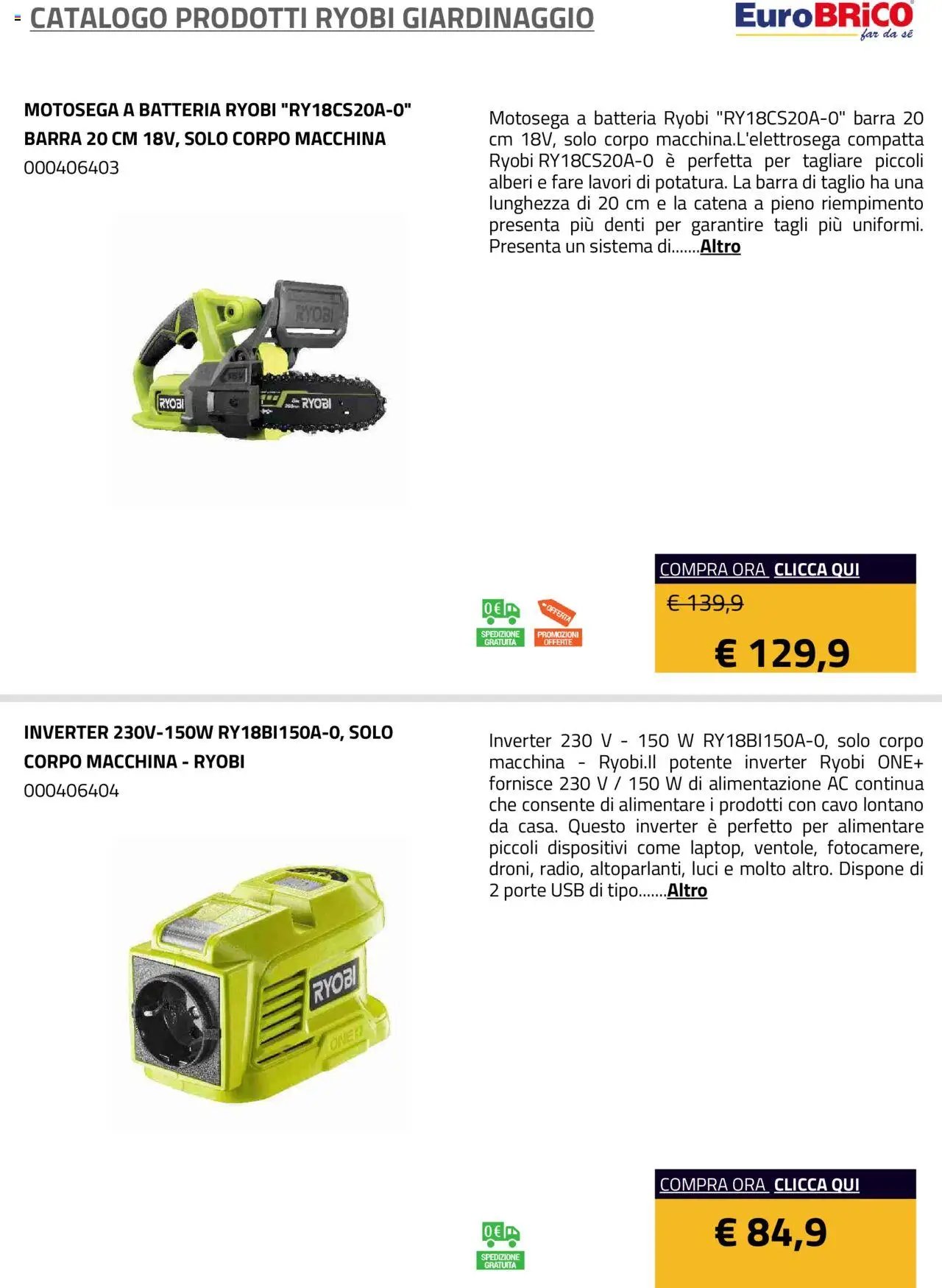 Eurobrico Prodotti Ryobi Giardinaggio catalogo