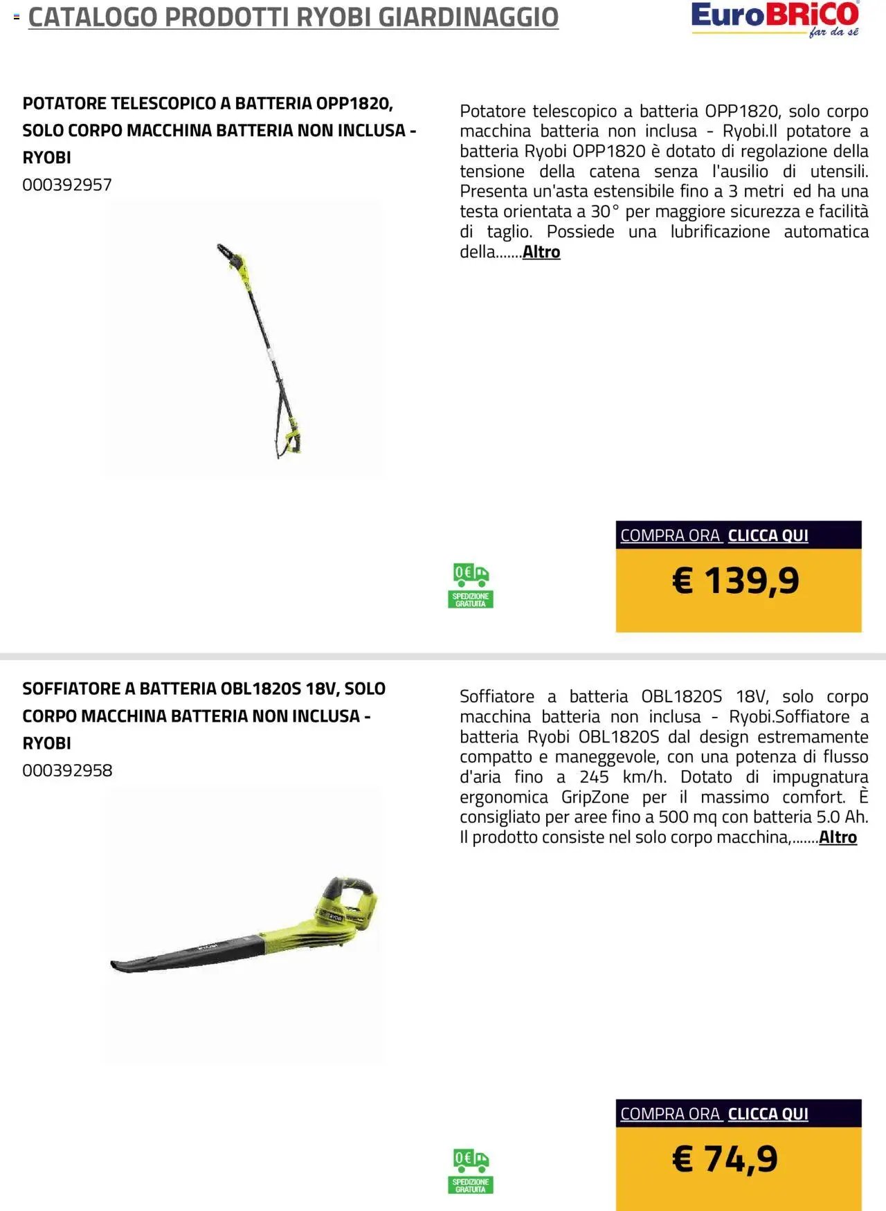 Eurobrico Prodotti Ryobi Giardinaggio catalogo