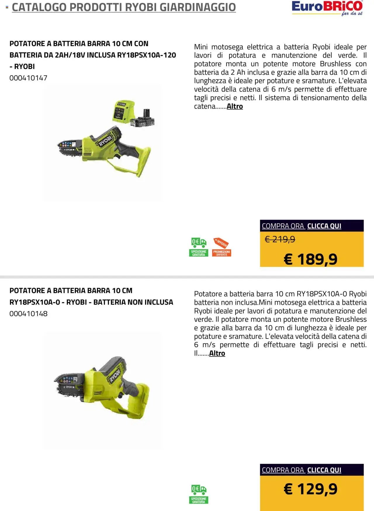 Eurobrico Prodotti Ryobi Giardinaggio catalogo