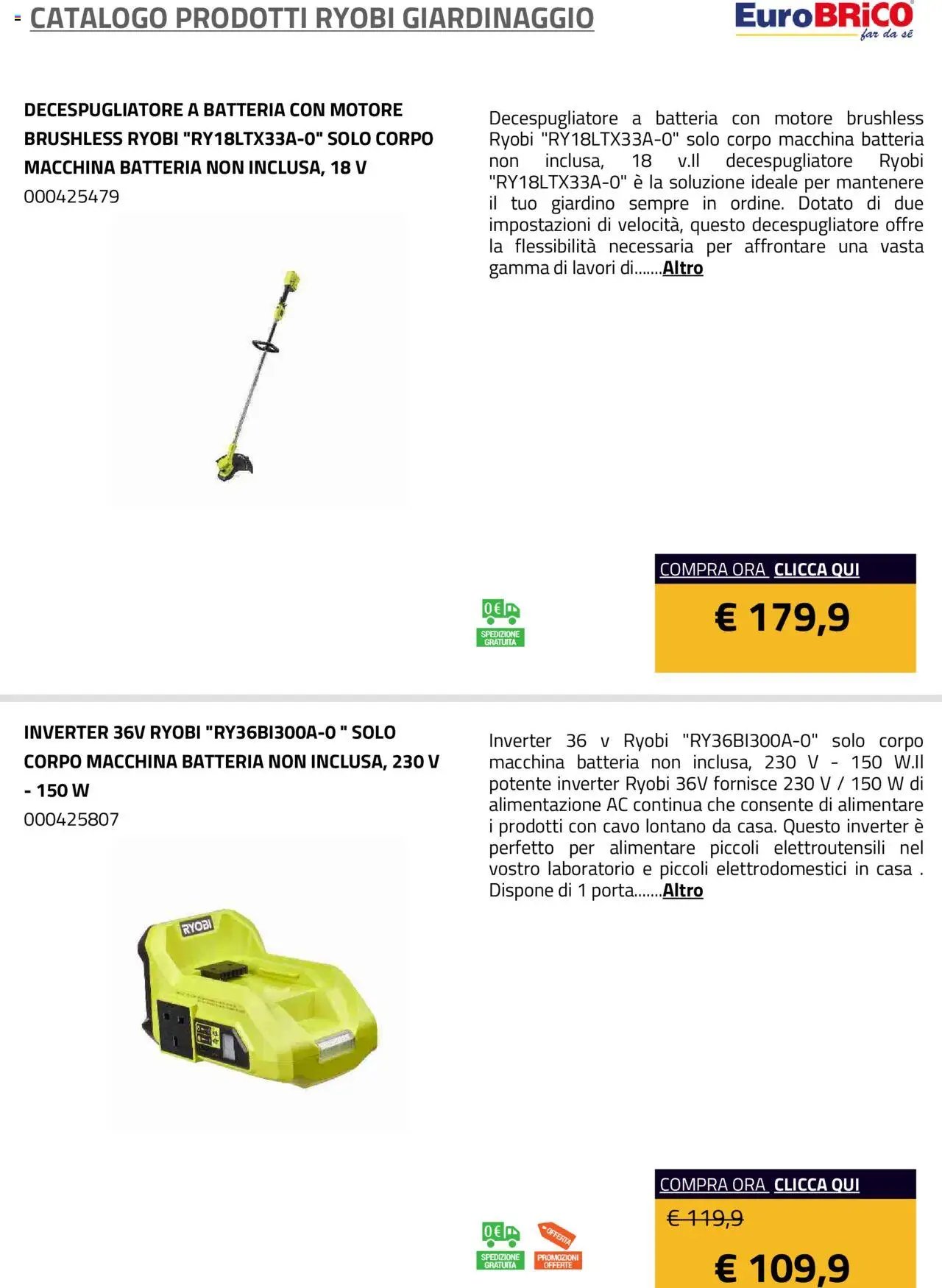 Eurobrico Prodotti Ryobi Giardinaggio catalogo