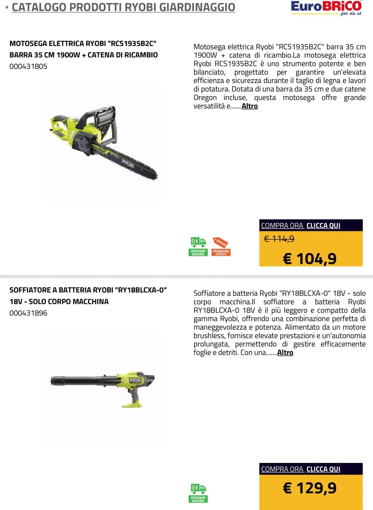 Eurobrico Prodotti Ryobi Giardinaggio catalogo