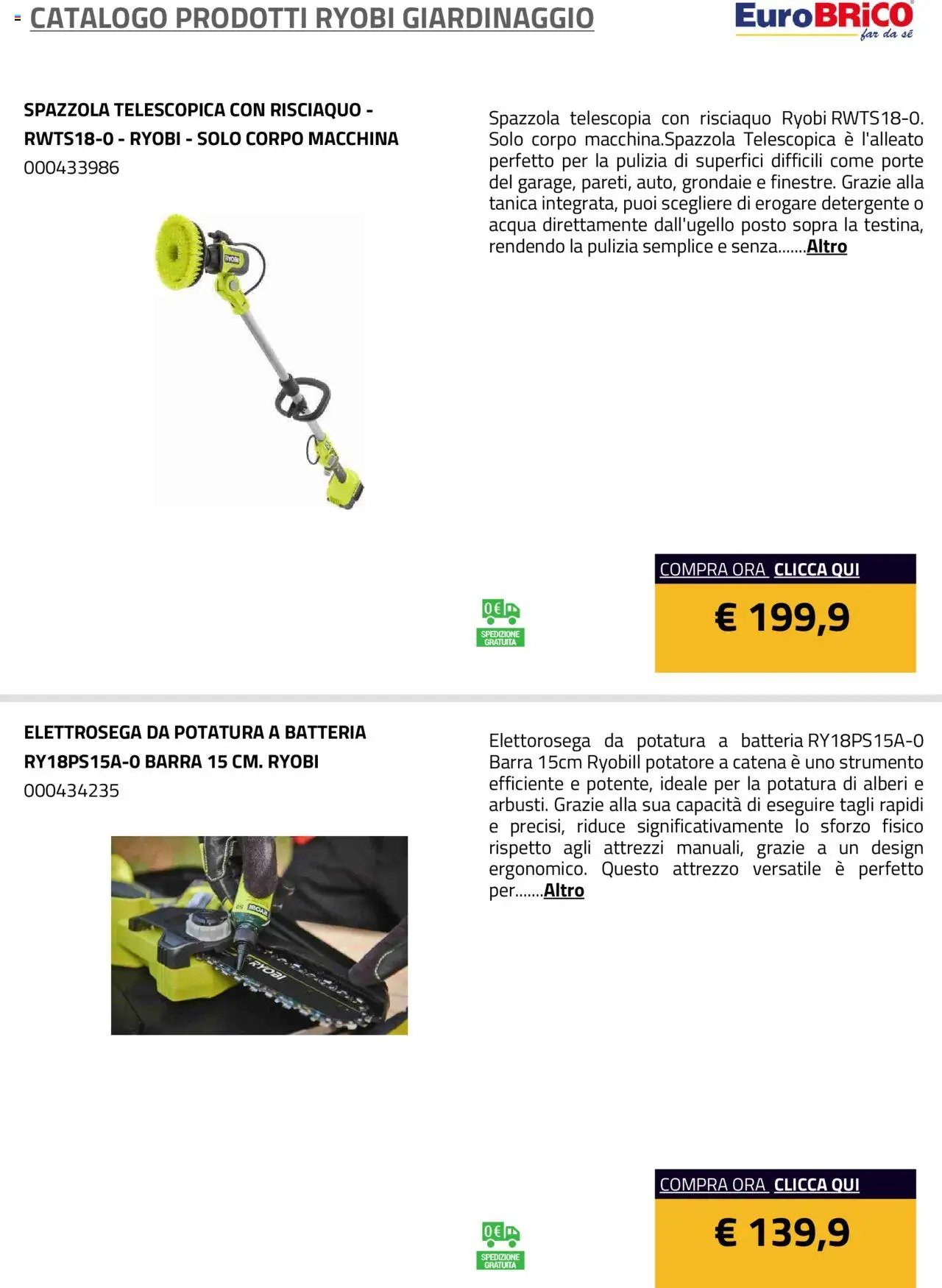 Eurobrico Prodotti Ryobi Giardinaggio catalogo