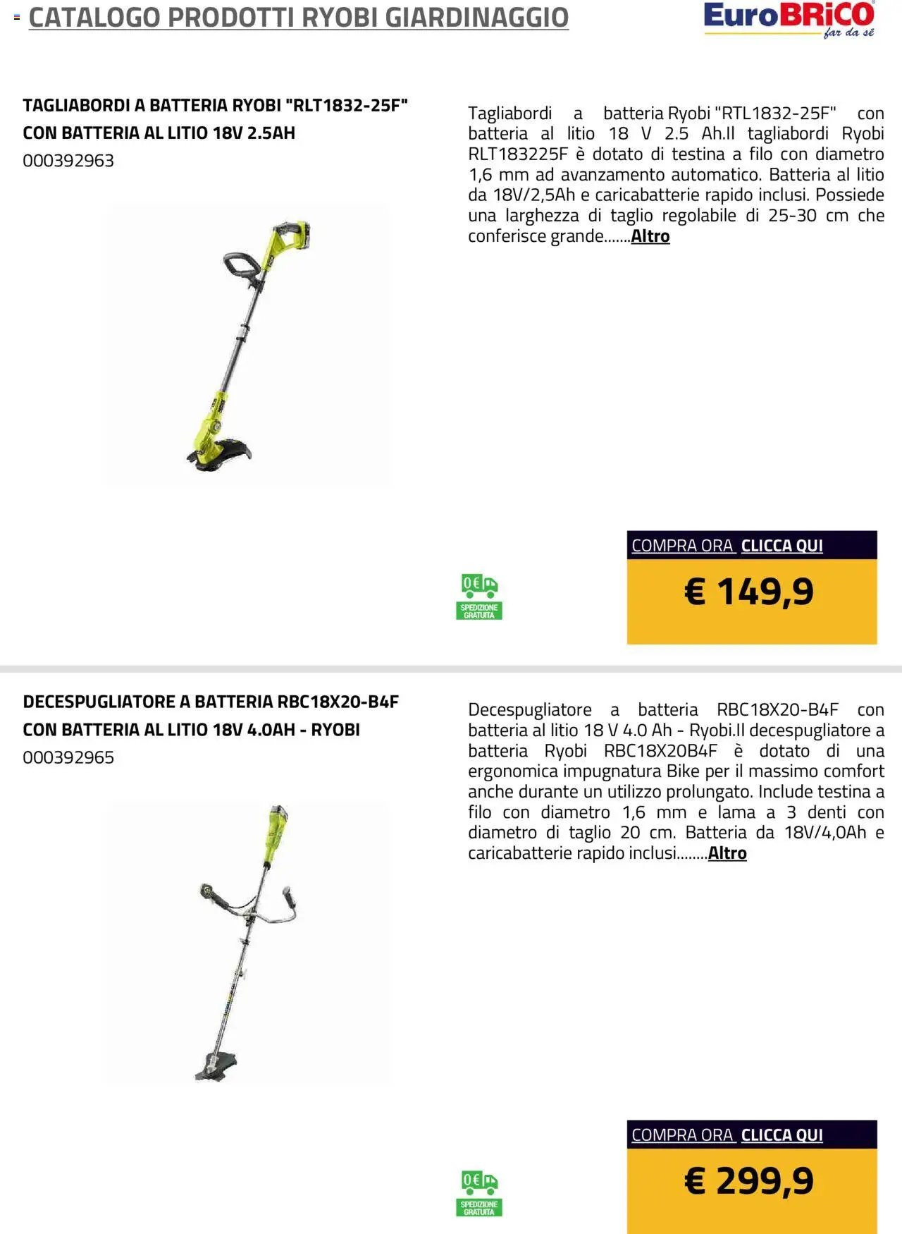 Eurobrico Prodotti Ryobi Giardinaggio catalogo