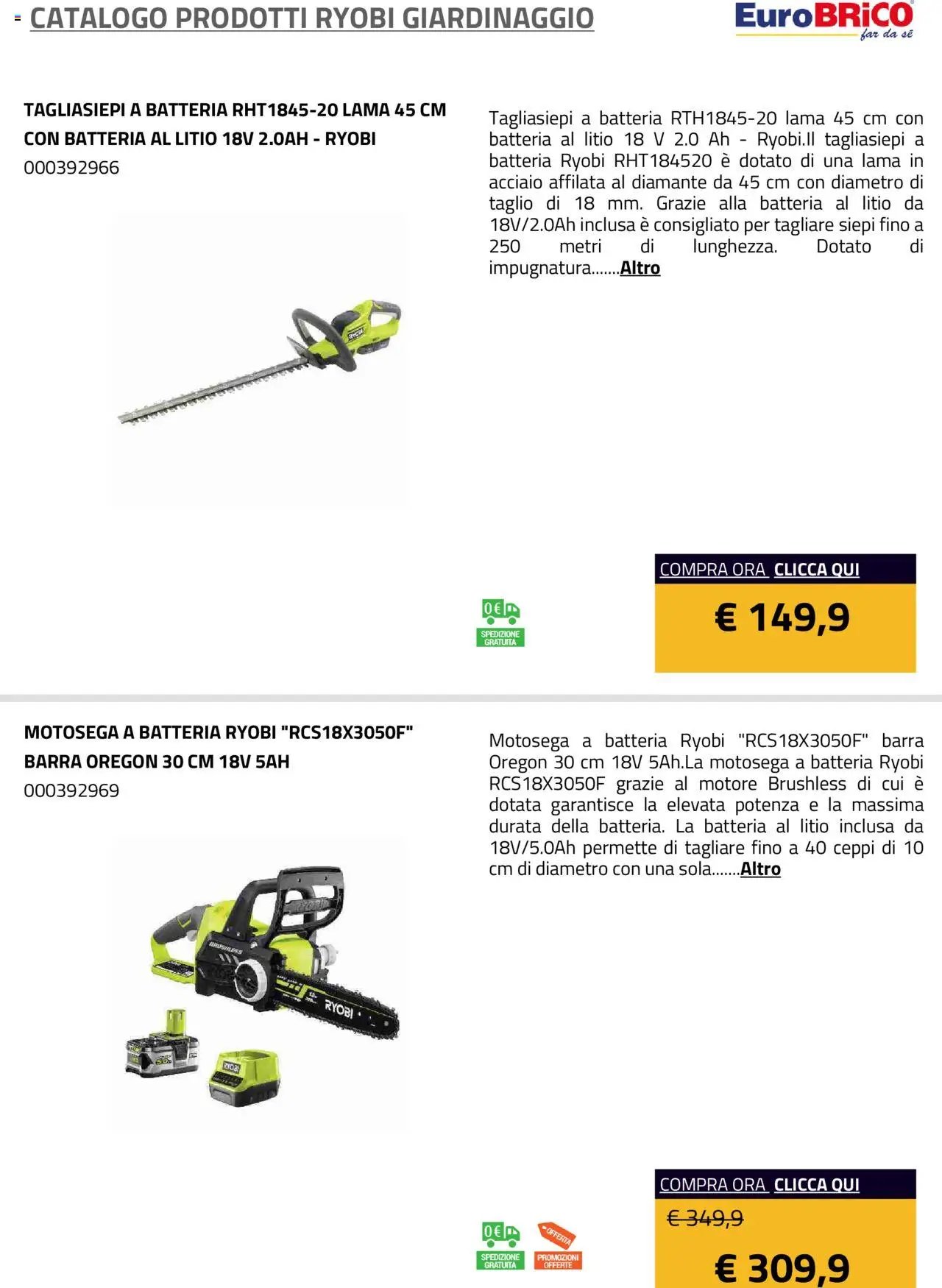 Eurobrico Prodotti Ryobi Giardinaggio catalogo