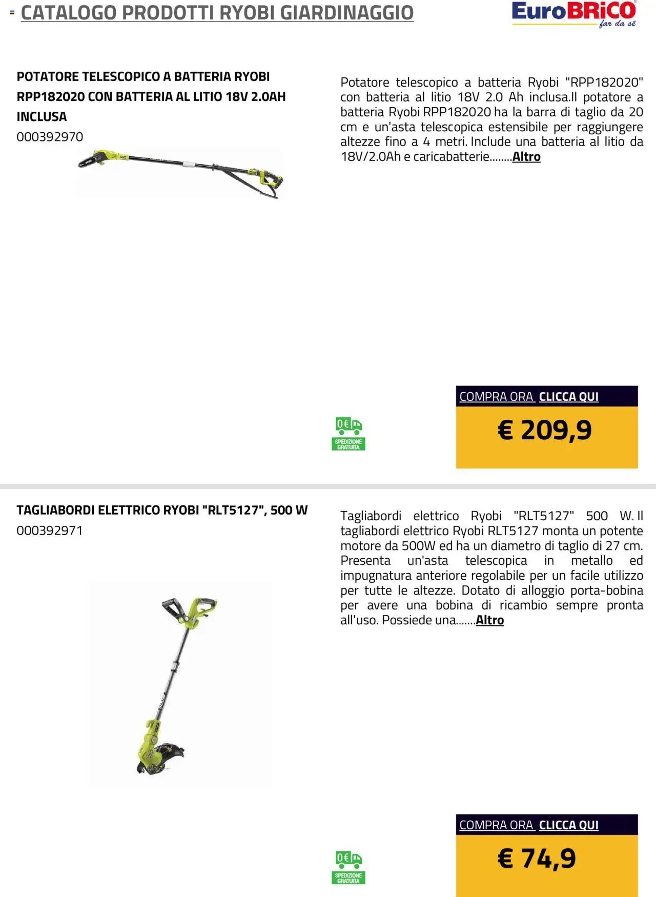 Eurobrico Prodotti Ryobi Giardinaggio catalogo