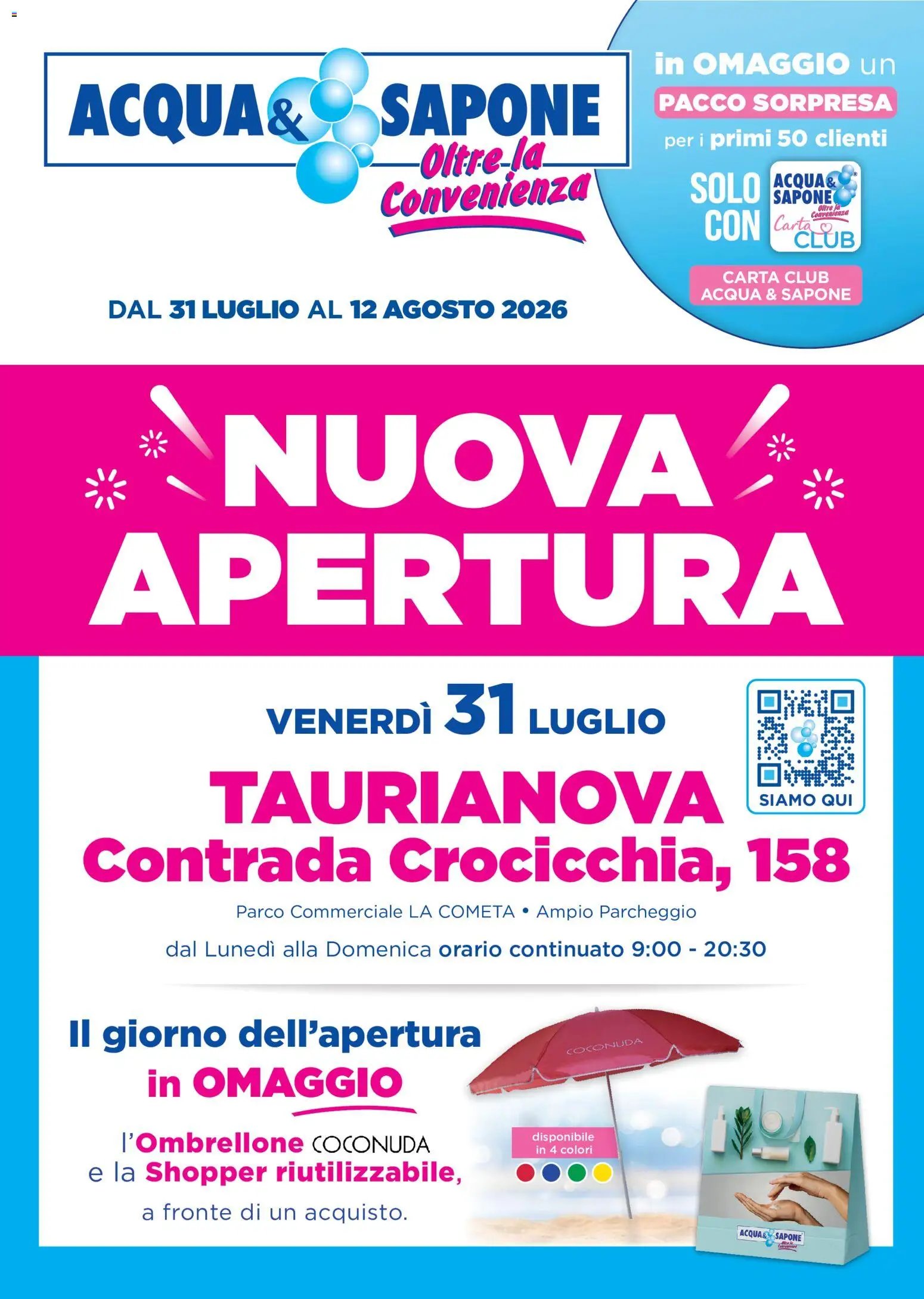 Acqua e Sapone volantino Apertura Taurianova