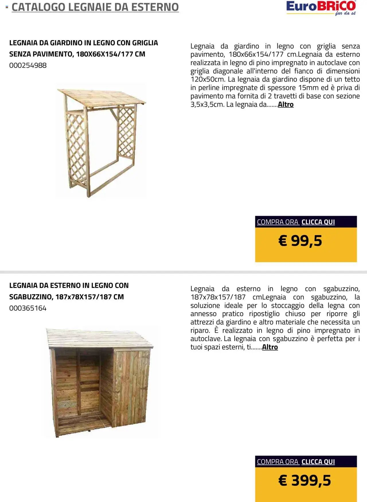Eurobrico Legnaie da esterno catalogo