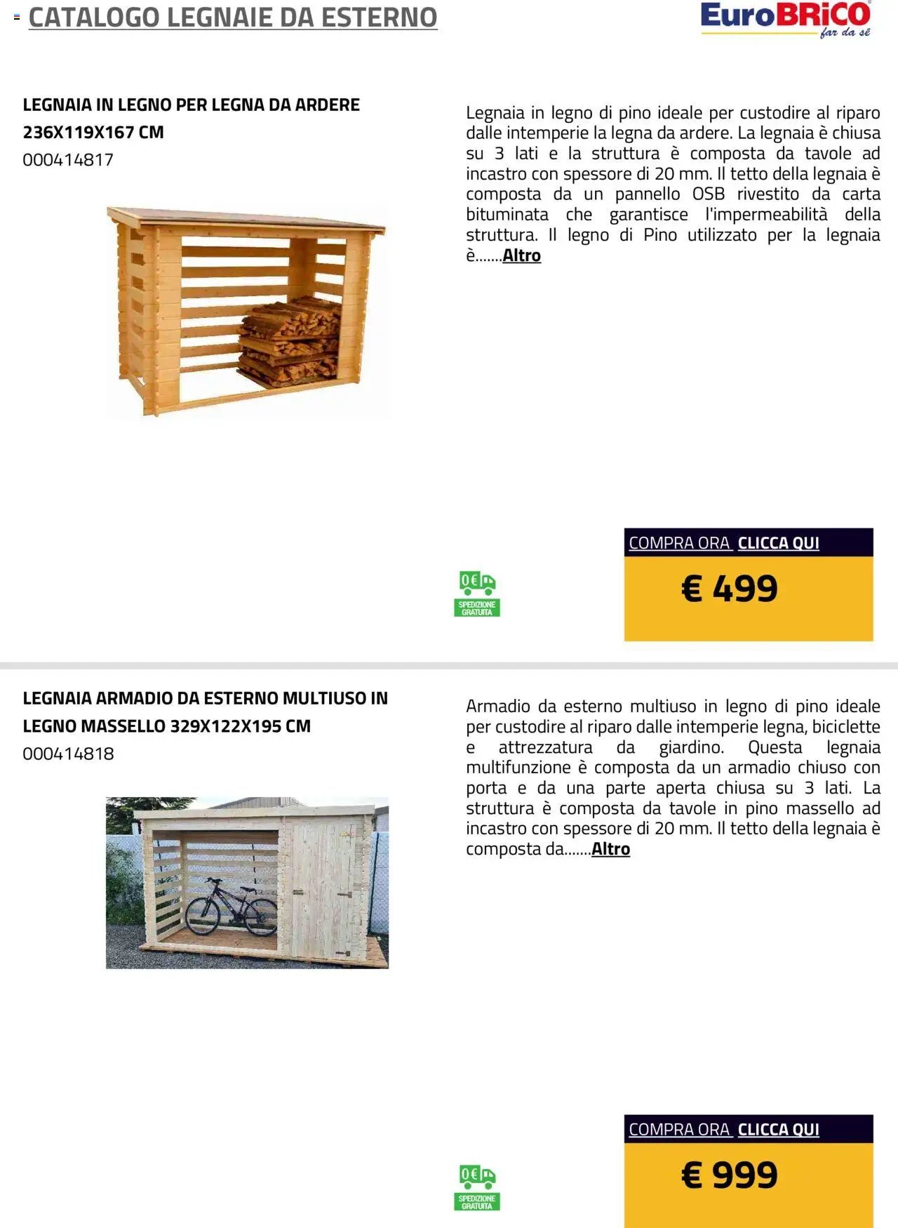Eurobrico Legnaie da esterno catalogo