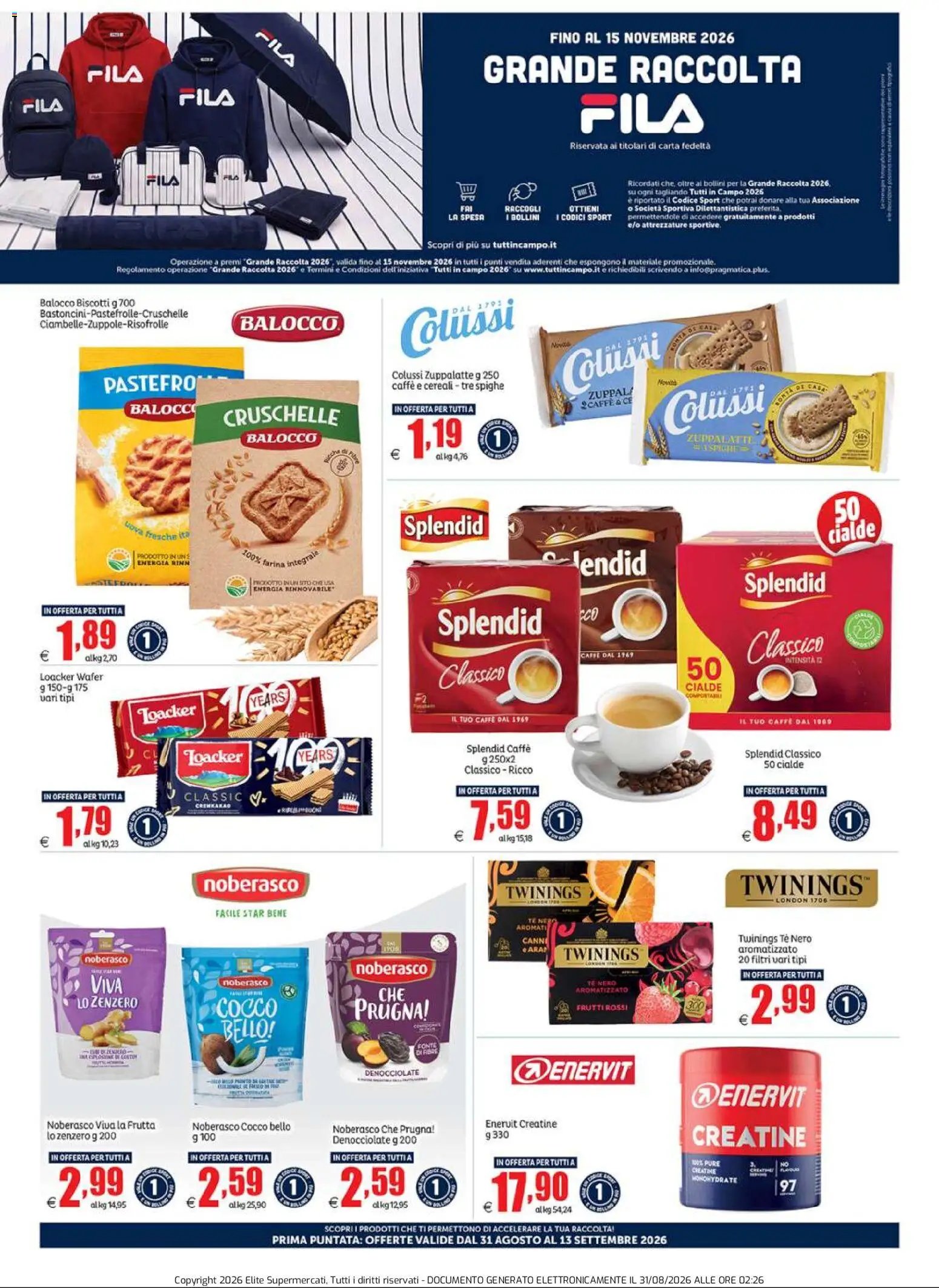 Elite Supermercati volantino Grande Raccolta Fila