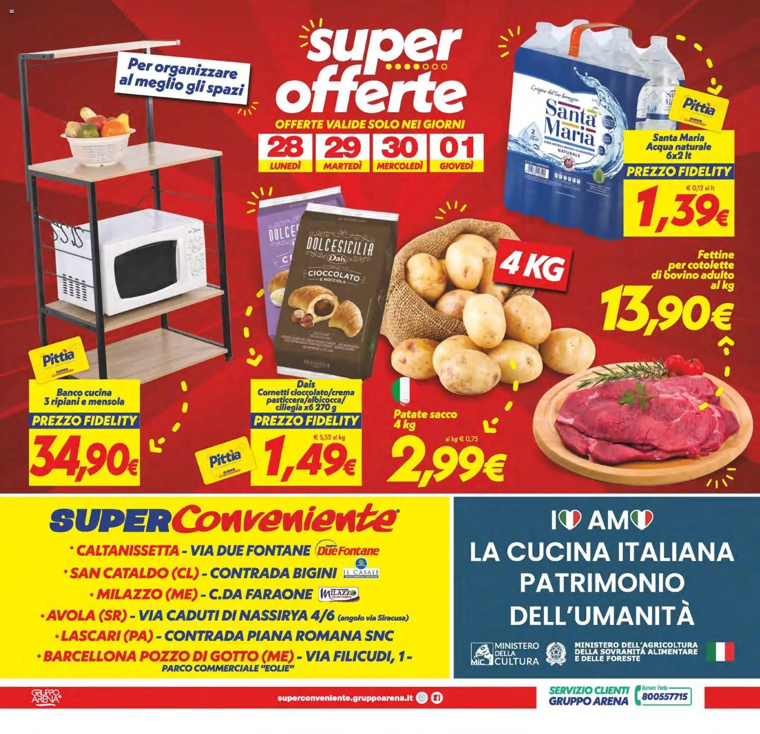 SuperConveniente volantino Caltanissetta, San Cataldo, Avola, Lascari, Milazzo, Barcellona