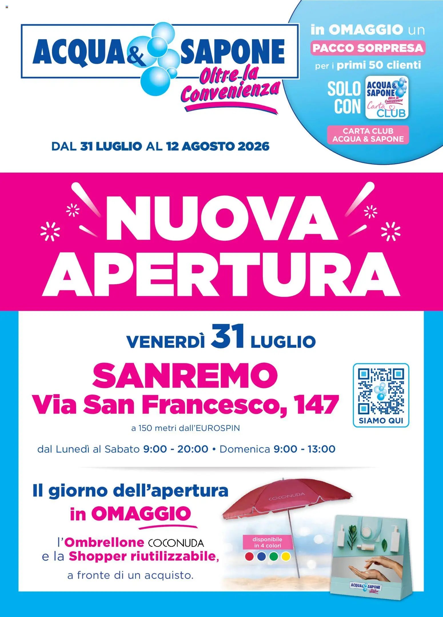 Acqua e Sapone volantino Apertura Sanremo